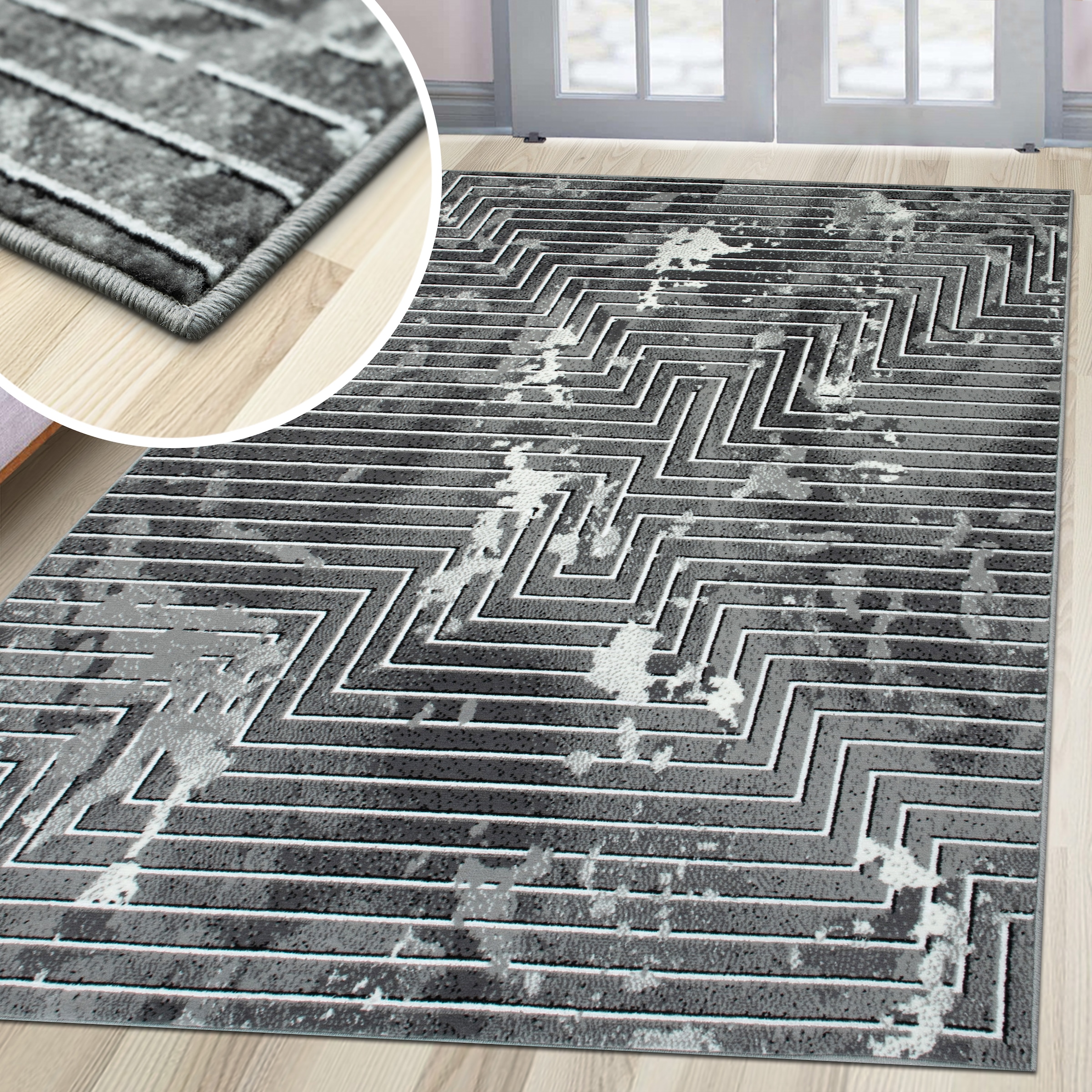 my home Teppich »Leiga, 3D-Effekt, leichter Glanz, Scandi-Look« rechteckig 8 mm Höhe Kurzflor, Wohnzimmer, Esszimmer, Schlafzimmer