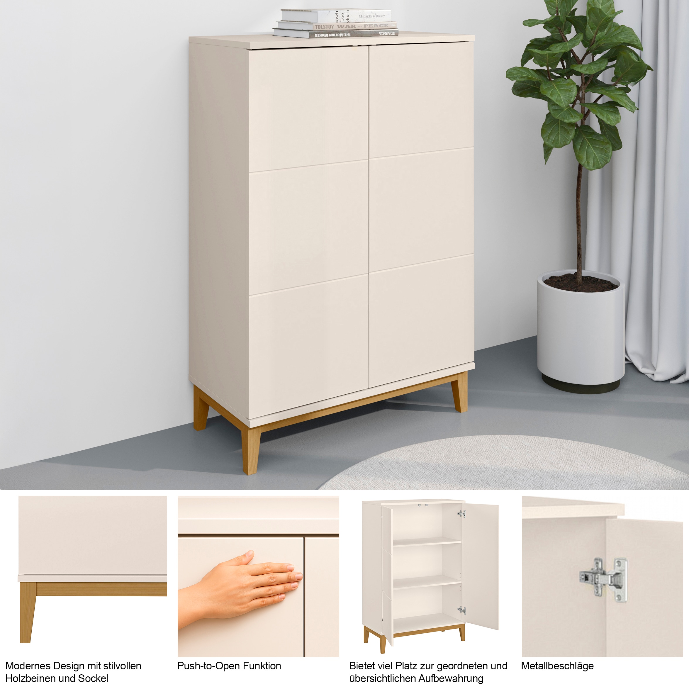 GOODproduct Highboard »Maryd« Hochkommode mit Untergestell in Holzoptik