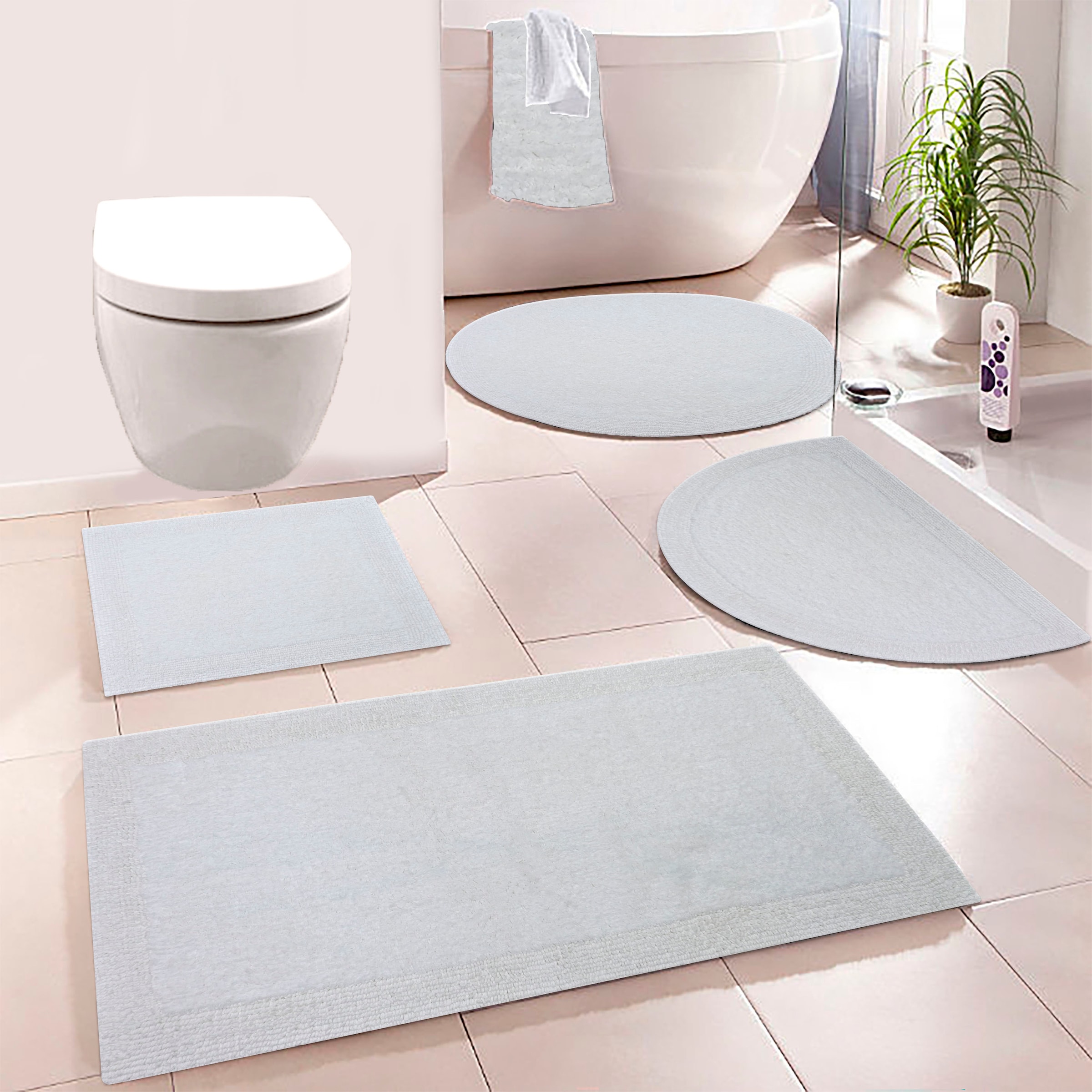 my home Badematte »Kapra, Badvorleger, Badezimmer Teppich« Höhe 14 mm beidseitig nutzbar | fussbodenheizungsgeeignet | strapazierfähig mit Bordüre, Badteppich, Badematte, Baumwolle