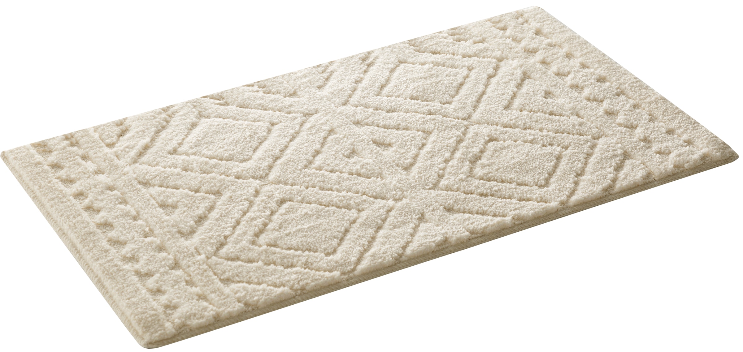 my home Tapis de bain »Louvres, Badvorleger, Badezimmer Teppich, Duschvorleger« Höhe 10 mm Badteppich, Uni Farben, Hoch-Tief Effekt, Boho-Style