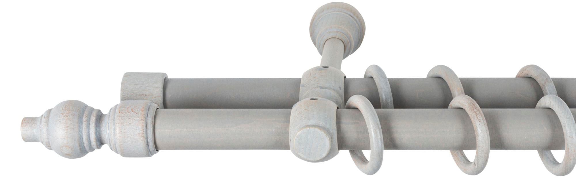 SN DECO GROUP Gardinenstange »Filigrano« 2 läufig-läufig Fixmass 28 mm, Holz, verschiedene Längen und Farben, Komplettset