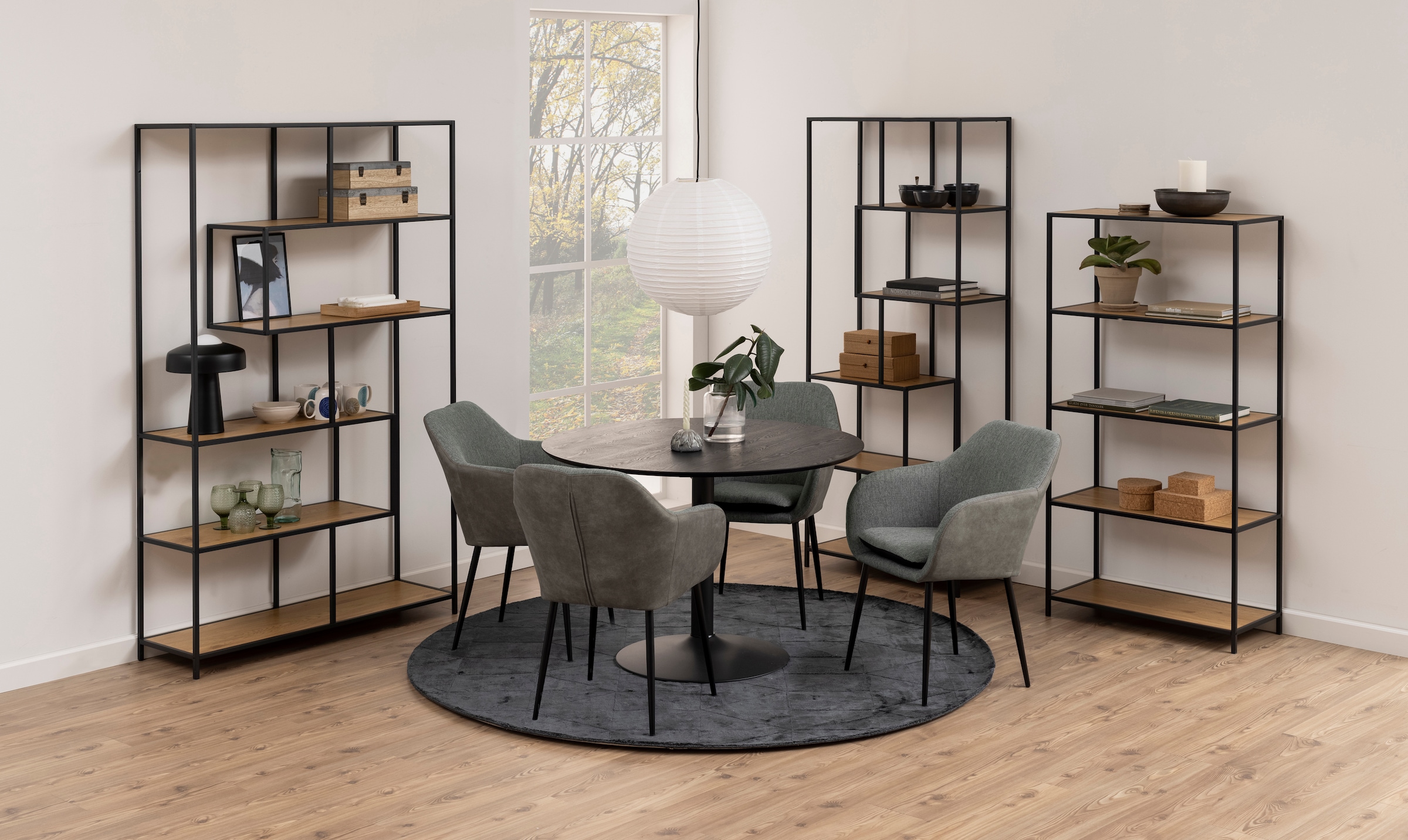 ACTONA GROUP Étagère à livres structure métal style industriel moderne, 4 étagères, hauteur 150 cm