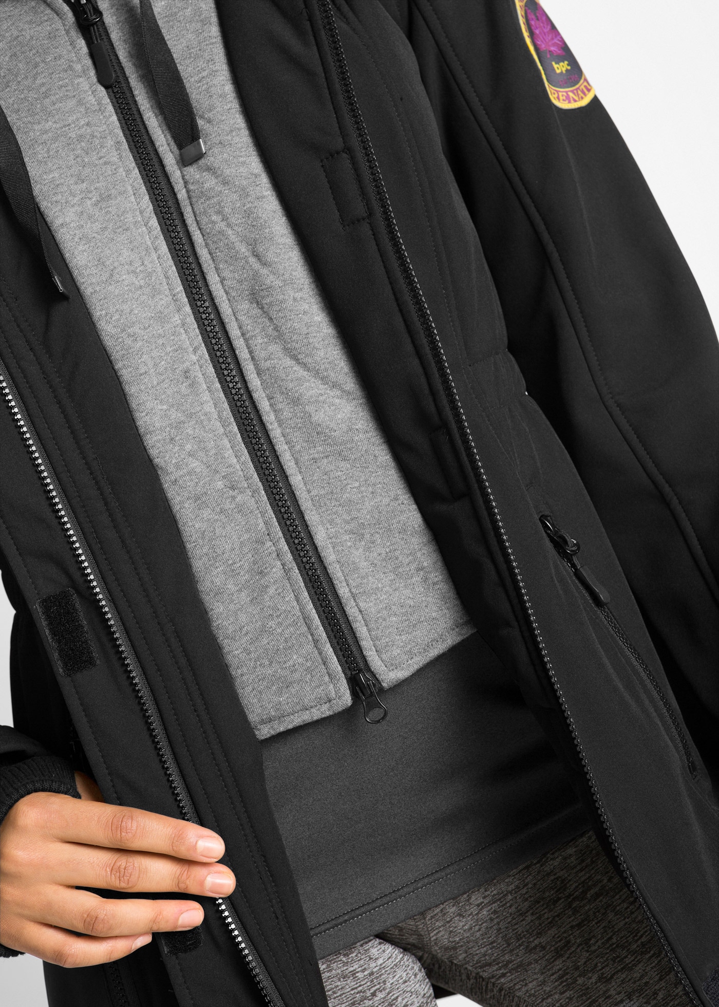 bonprix Veste softshell mit Kapuze Langjacke mit herausnehmbarem Sweat-Einsatz