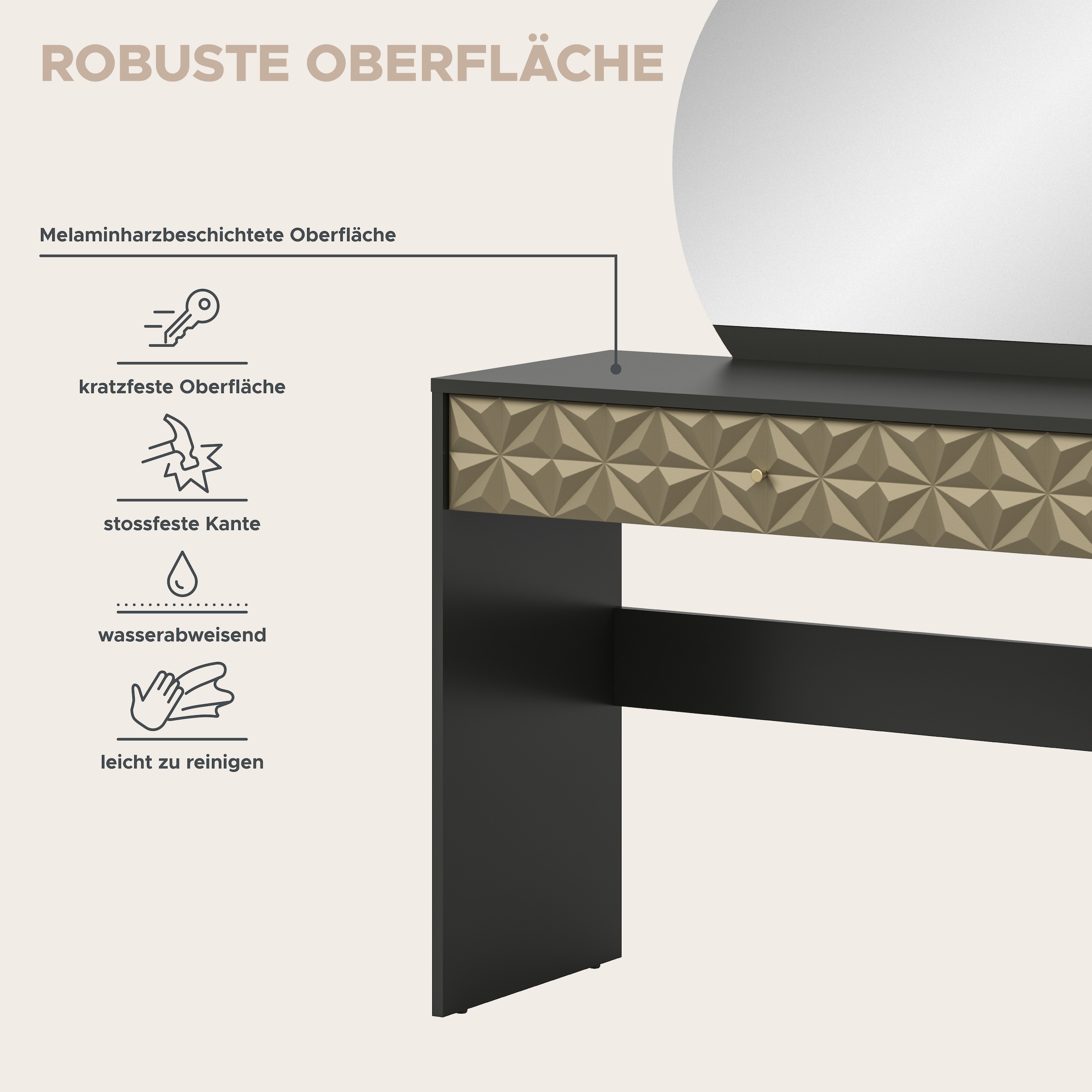 welltime Coiffeuse »Vicenza Schminktisch inkl. Spiegel« 1 cuis tlg. Coiffeuse, 1 tiroir, table de toilette, ornement