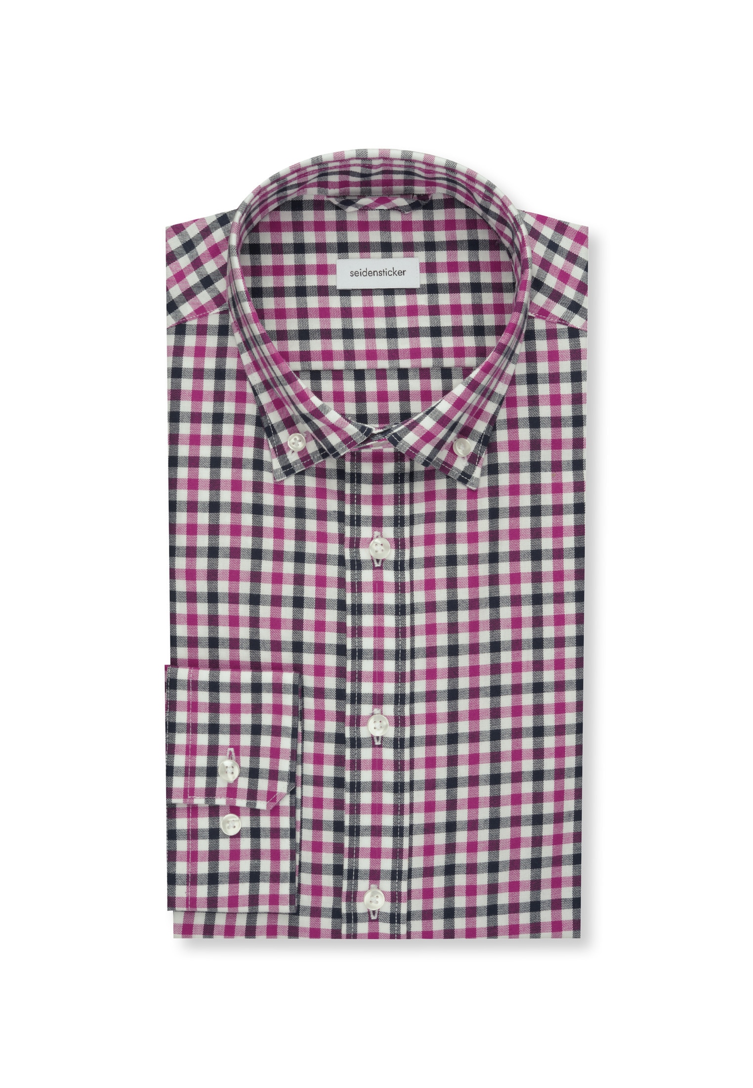 seidensticker Flanellhemd »Slim« Slim 1/1 Button-Down-Kragen Karo