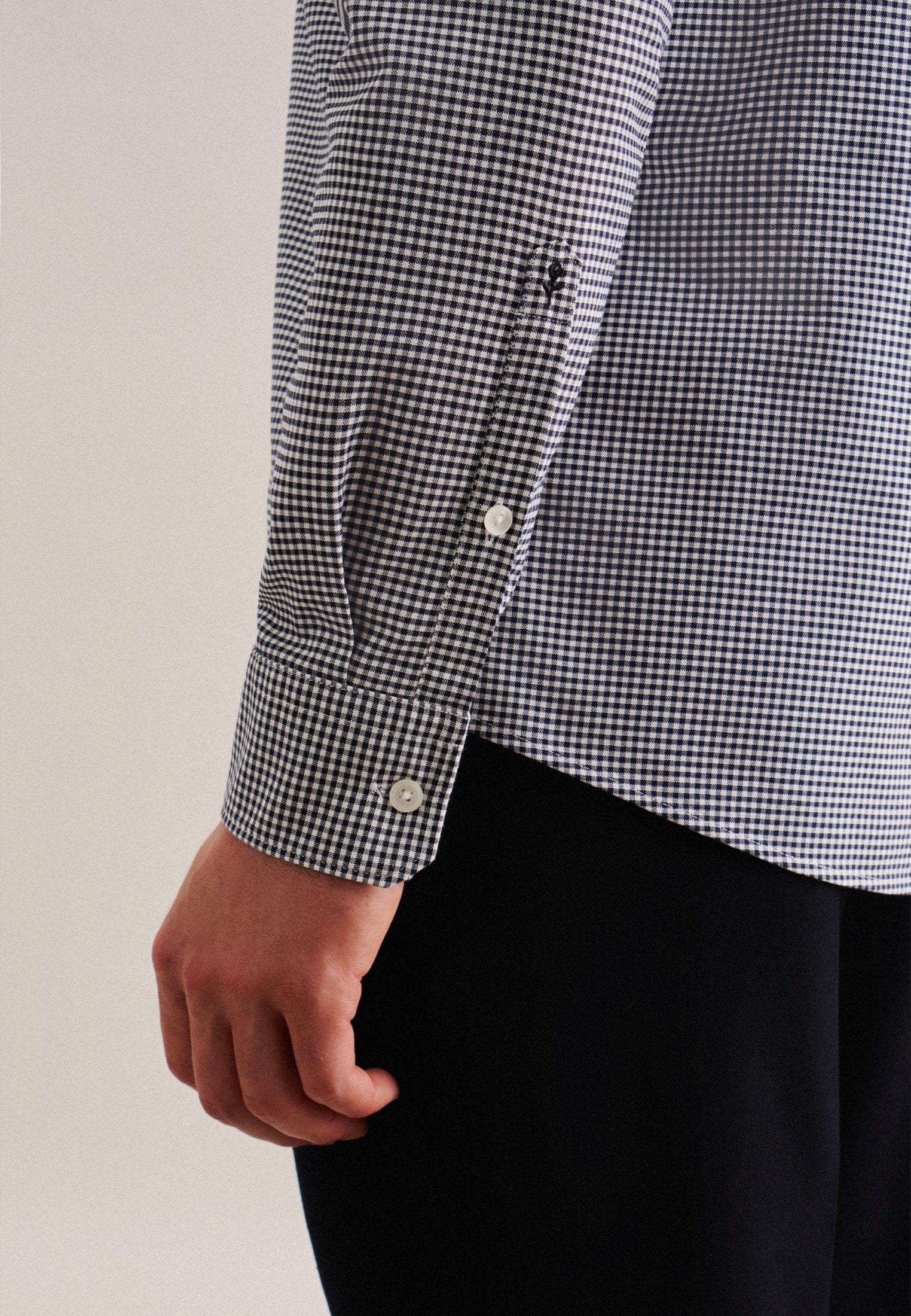 seidensticker Chemise d'affaires »Schwarze Rose« Regular 1/1 Button-Down-Kragen Karo