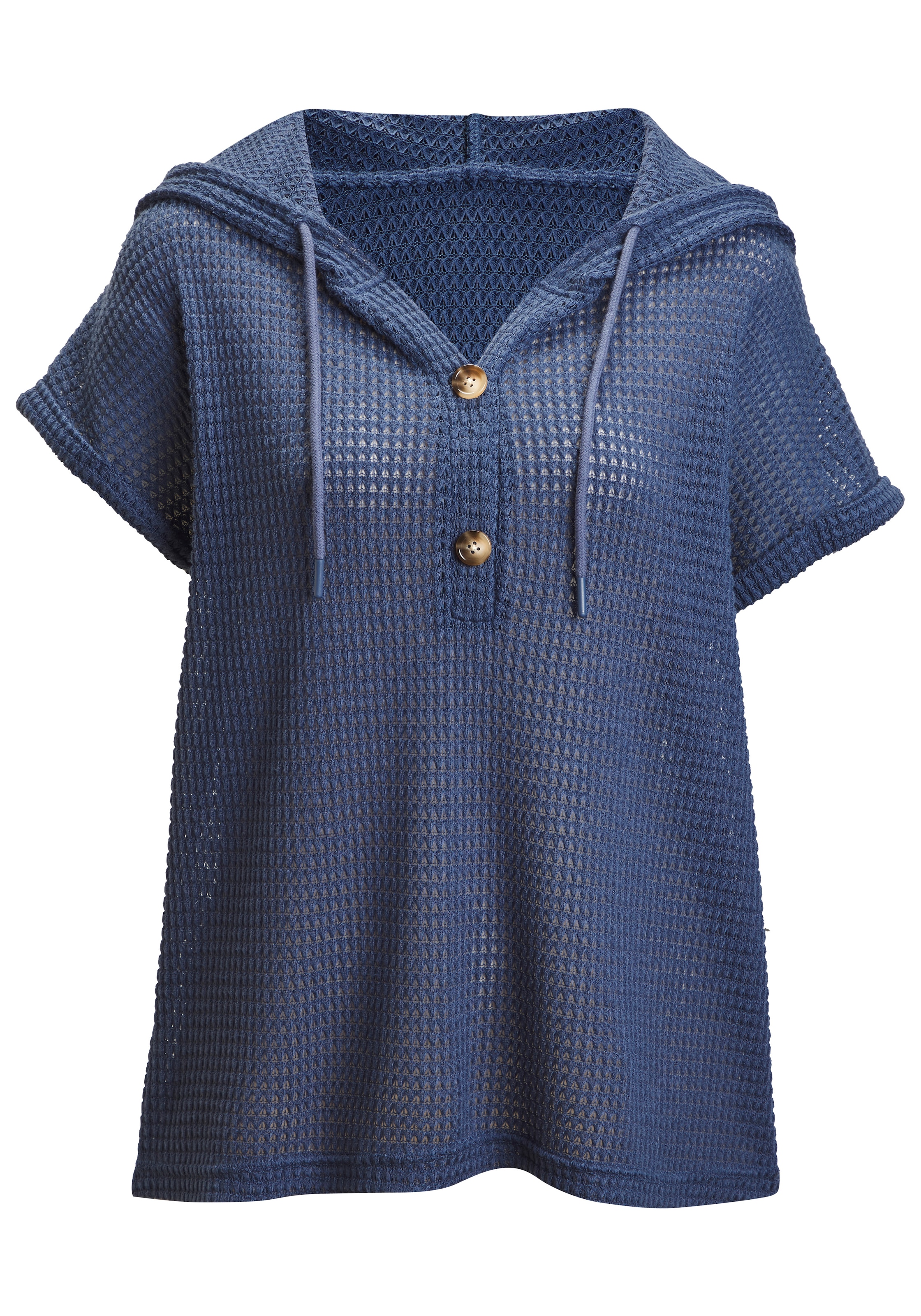 LASCANA Kapuzenshirt »aus sommerlichem Waffelstrick« Sommerhoody mit Knopfleiste
