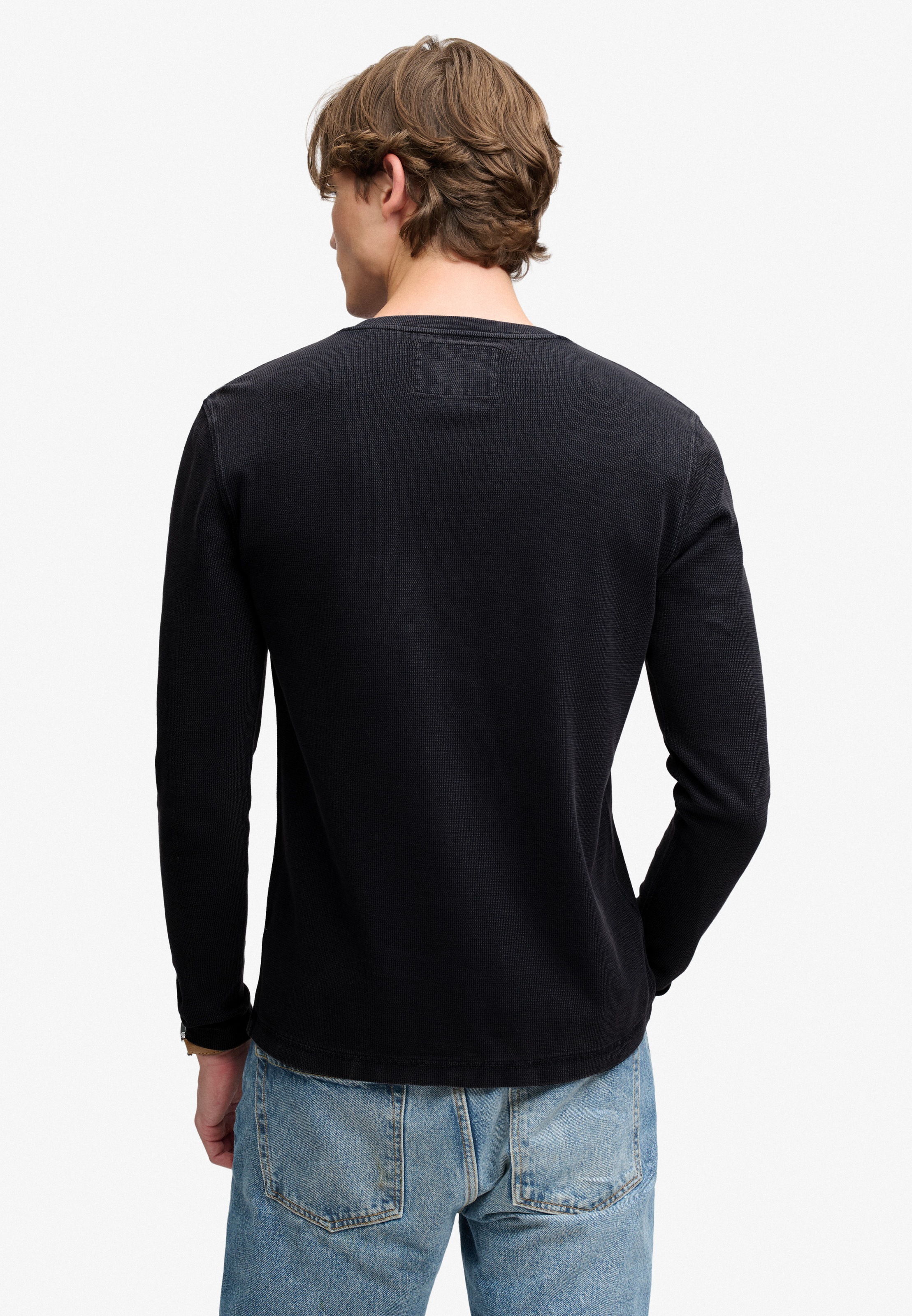 Superdry Langarmshirt »WAFFLE LONG SLEEVE HENLEY TOP« Baumwolle, relaxed fit