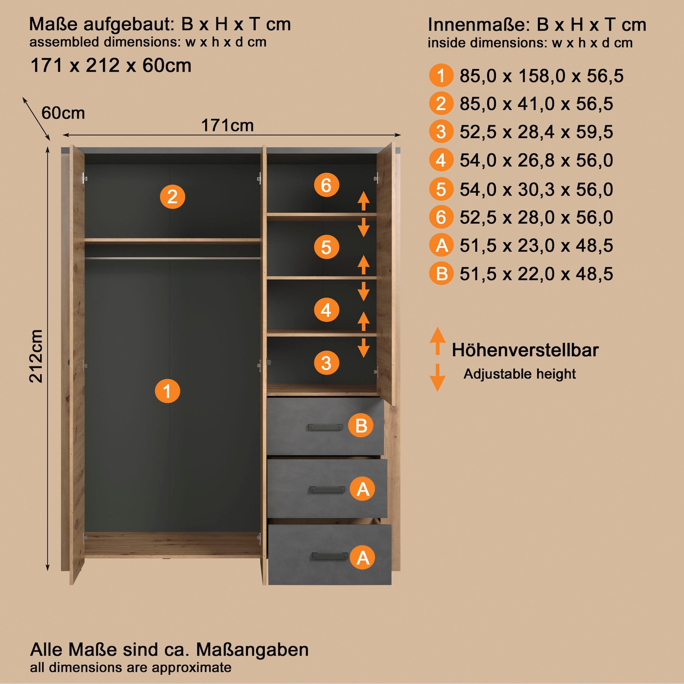 Home affaire Armoires à vêtements »Ambres« 1 cuis tlg.