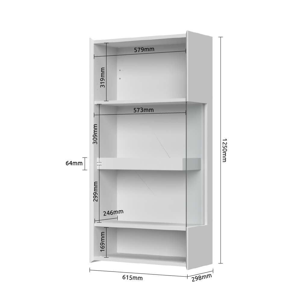 GOODproduct Vitrine suspendue »Sky45« (H/L/P) : 125/62/30 cm,  avec éclairage, laqué avec vernis UV à base d'eau