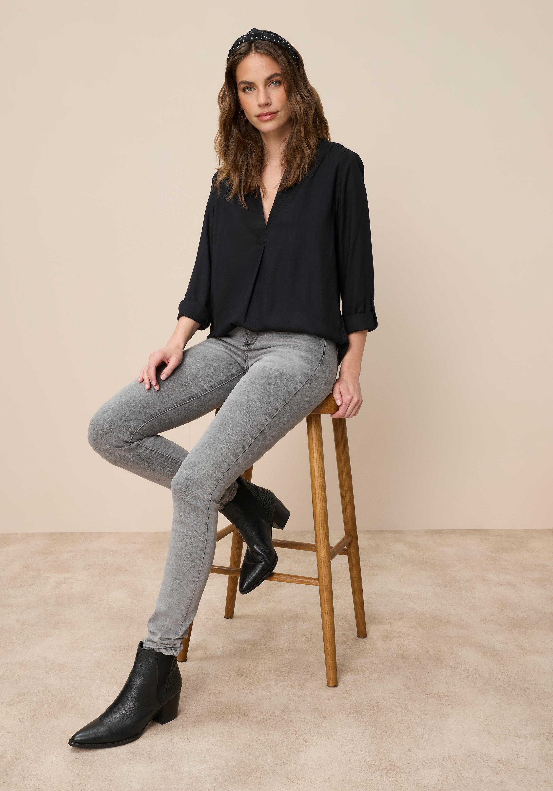 Tamaris Blouse à enfiler mit Krempelärmeln und Taschen