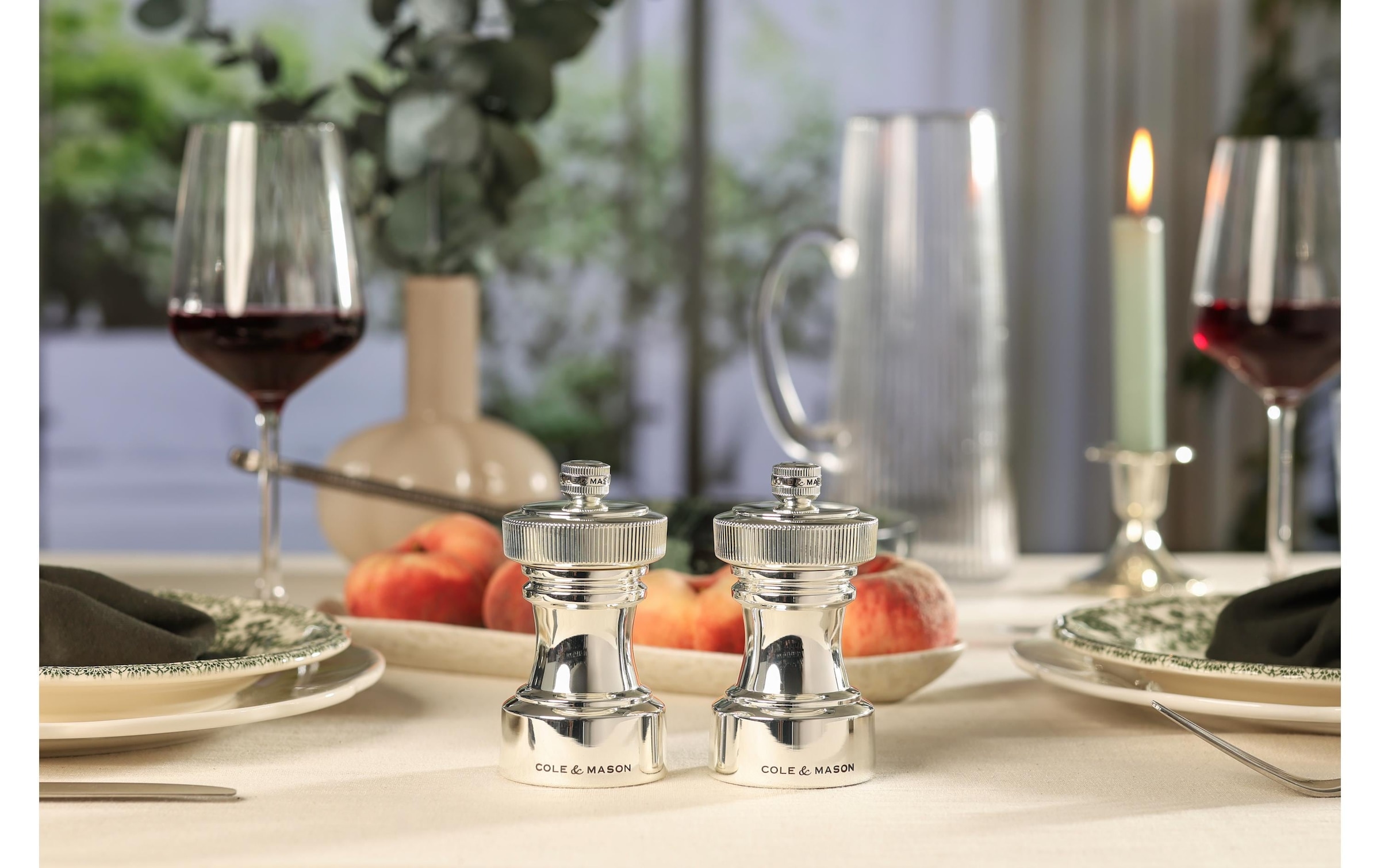Cole & Mason Moulin à sel/poivre »Hoxton 2 x 10,4 cm« Versilbertes Salz- und Pfeffermühlen-Set