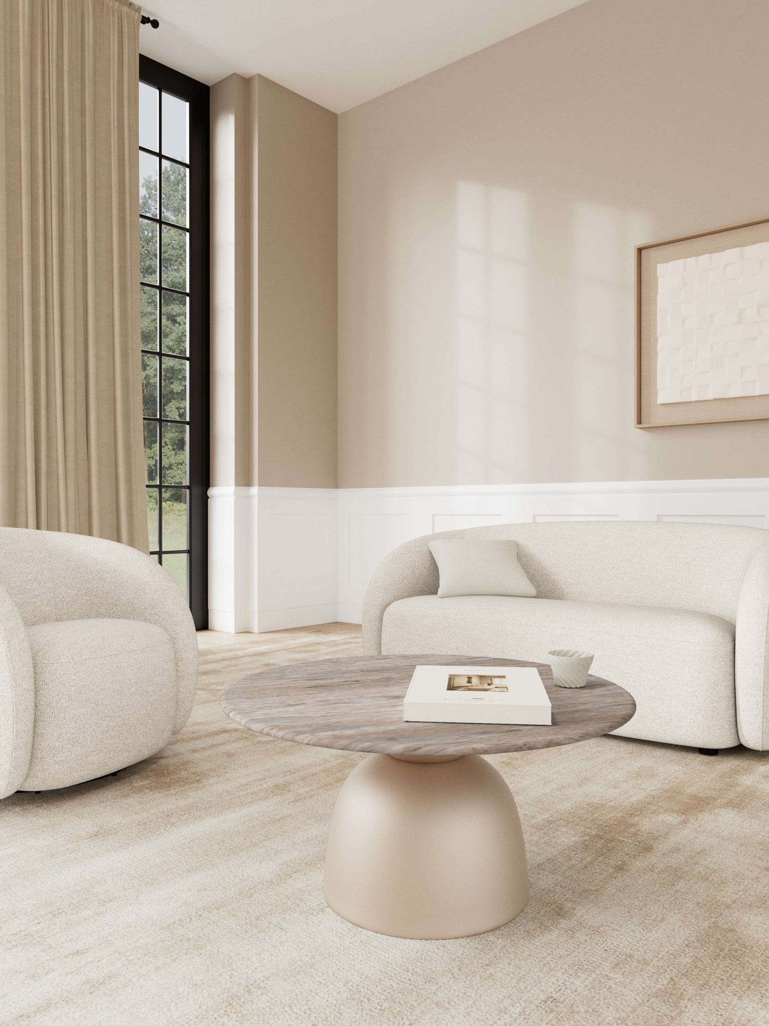 ACTONA GROUP Table basse »Ferrol, Tisch, Beistelltisch« gris, marbre, colonne, 80x42cm