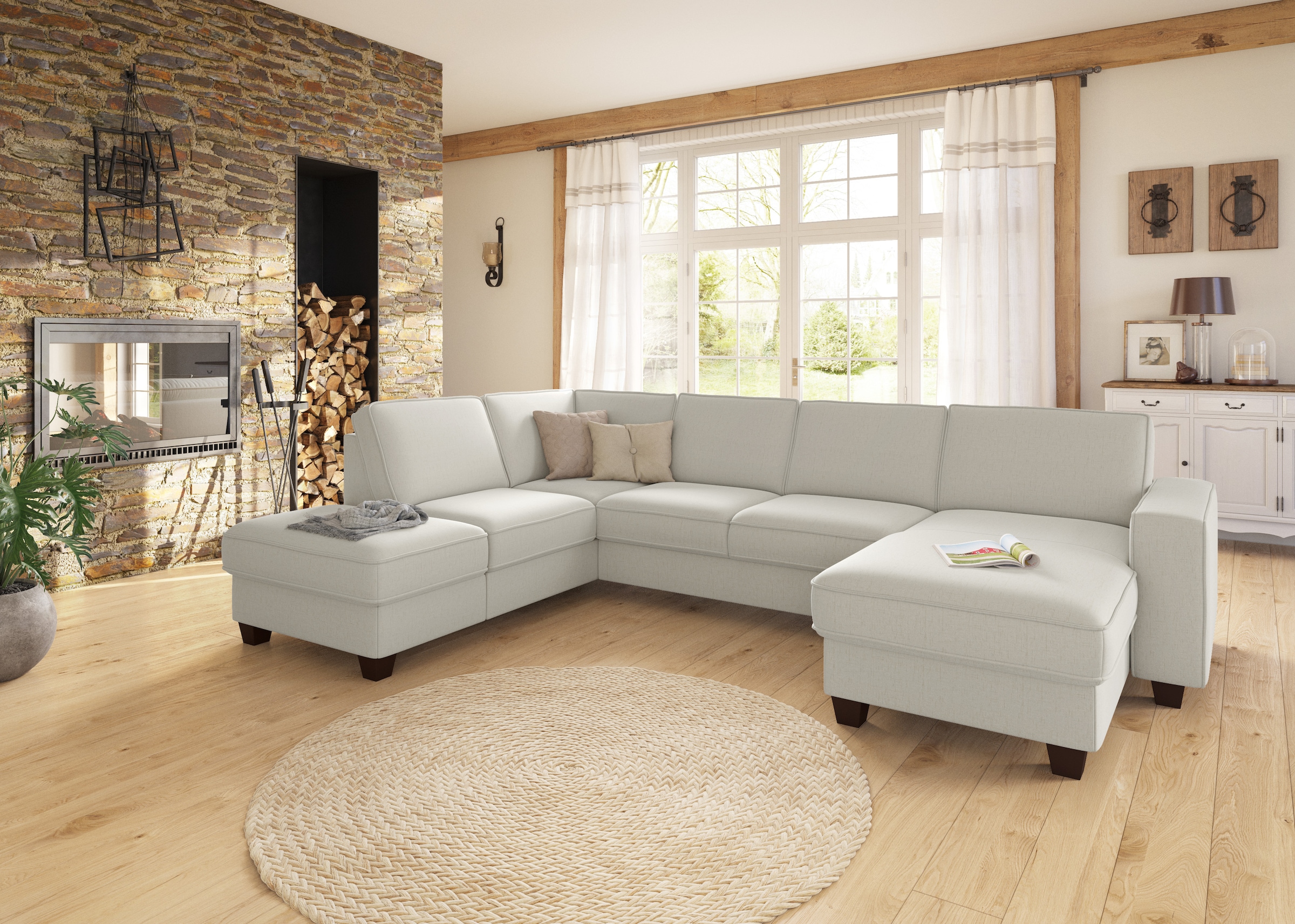 Home affaire Wohnlandschaft »County U-Form« wahlweise Ottomane links oder rechts, mit Federkern-Polsterung