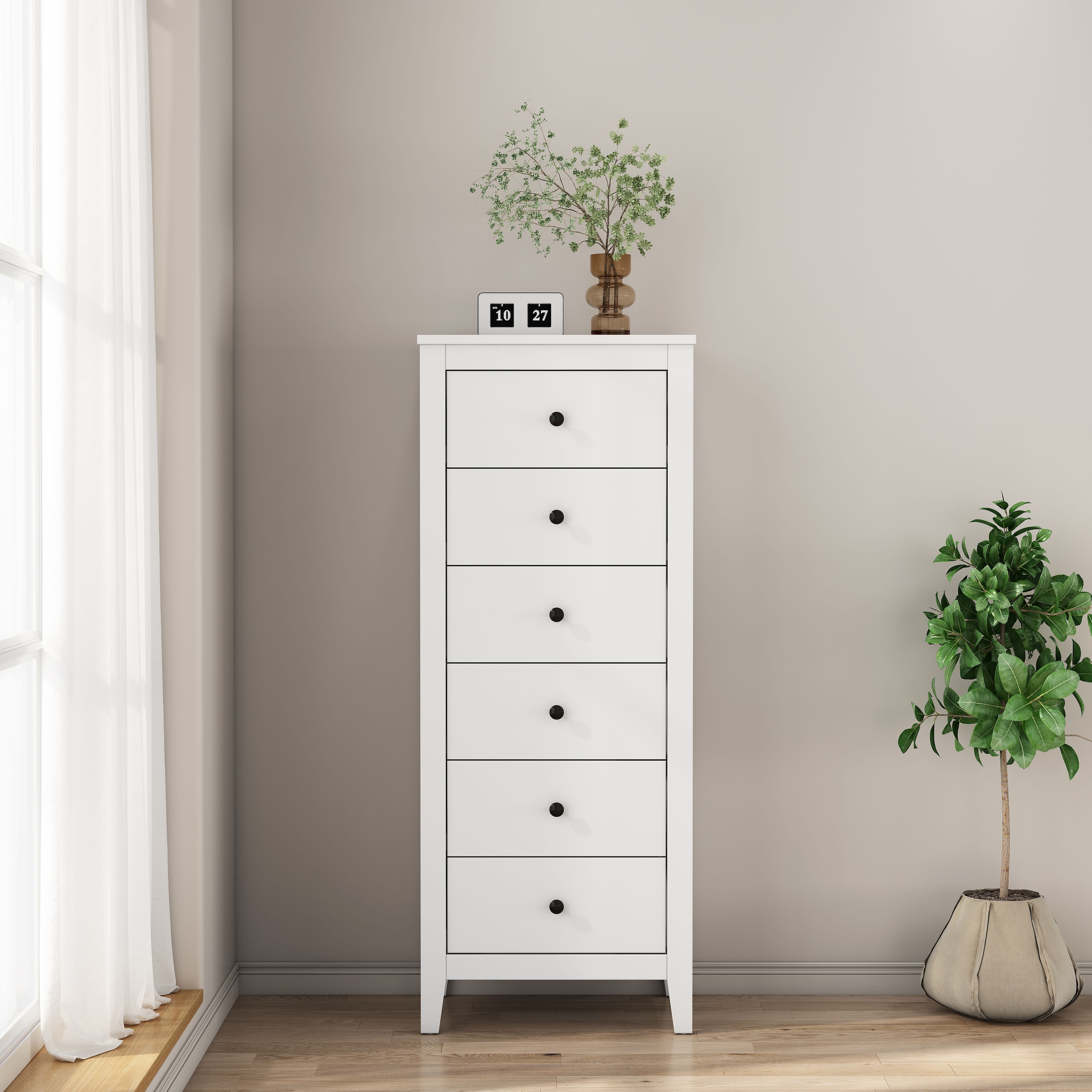 GOODproduct Kombikommode »Borkum Sideboard Anrichte mit 6 Schubladen Landhaus weiss Bestseller« hochwertige Griffe aus Metall, 