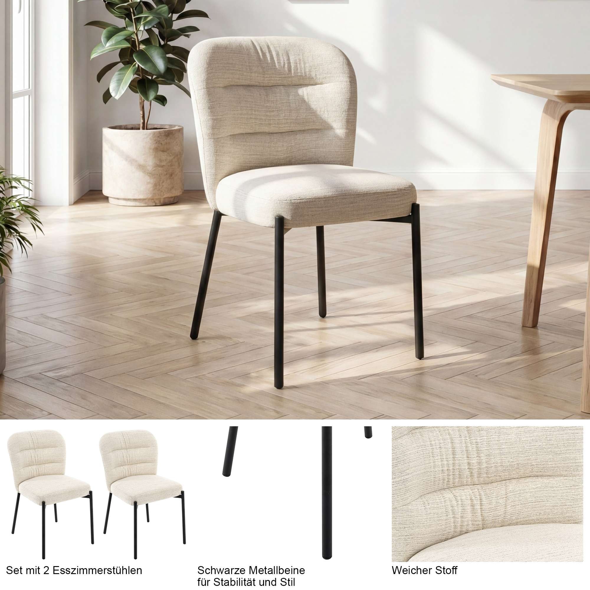 GOODproduct Chaise de salle à manger »Aniene« () 2 cuisDossier et assise rembourrés, hauteur d'assise 49 cm