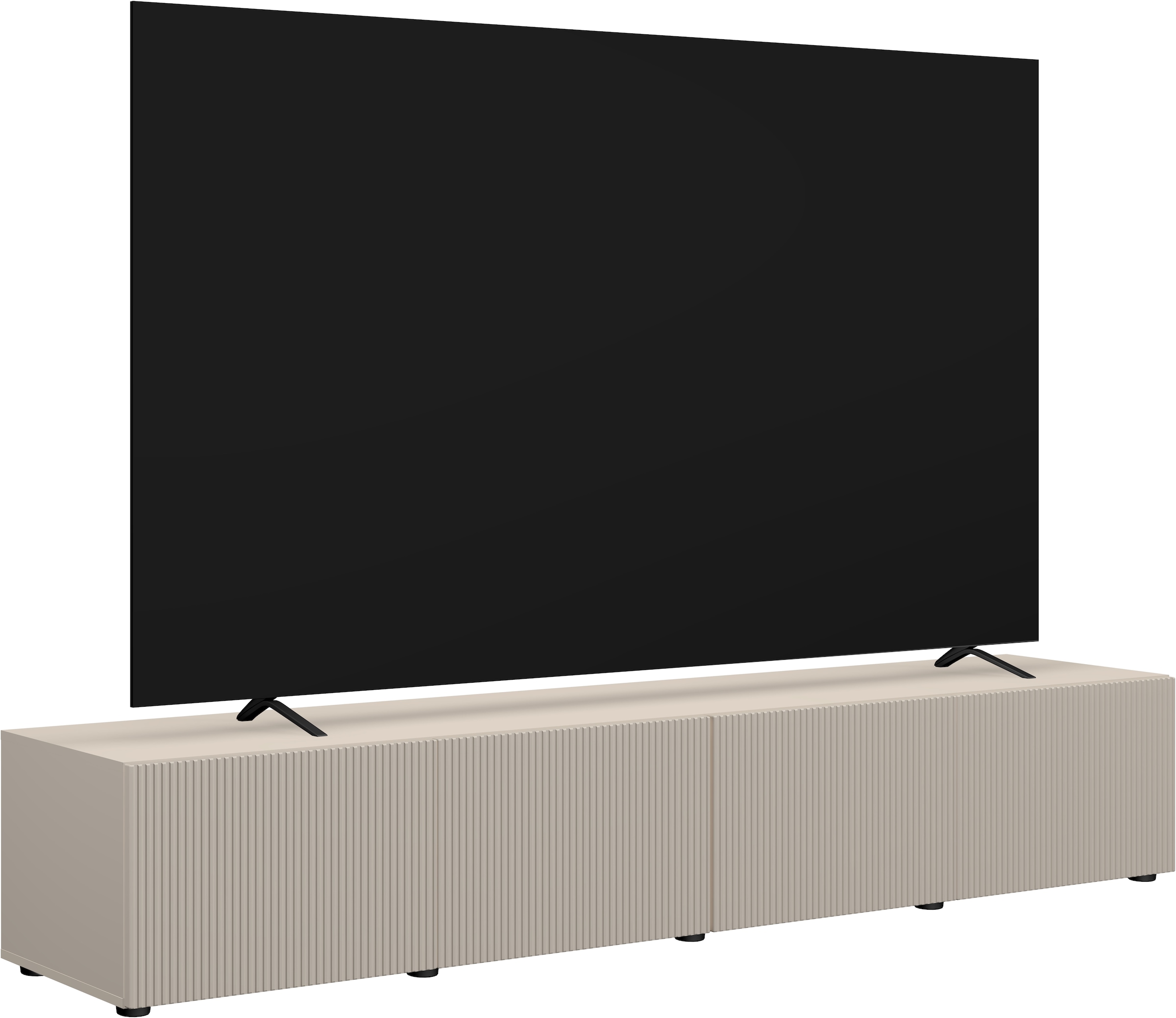 Home affaire Table basse »Rio, 245 cm breit, 47 cm tief, 4 Türen mit geriffelten MDF Fronten« Modernes Lowboard für bis zu 98-Zoll-TV – perfekt für die WM