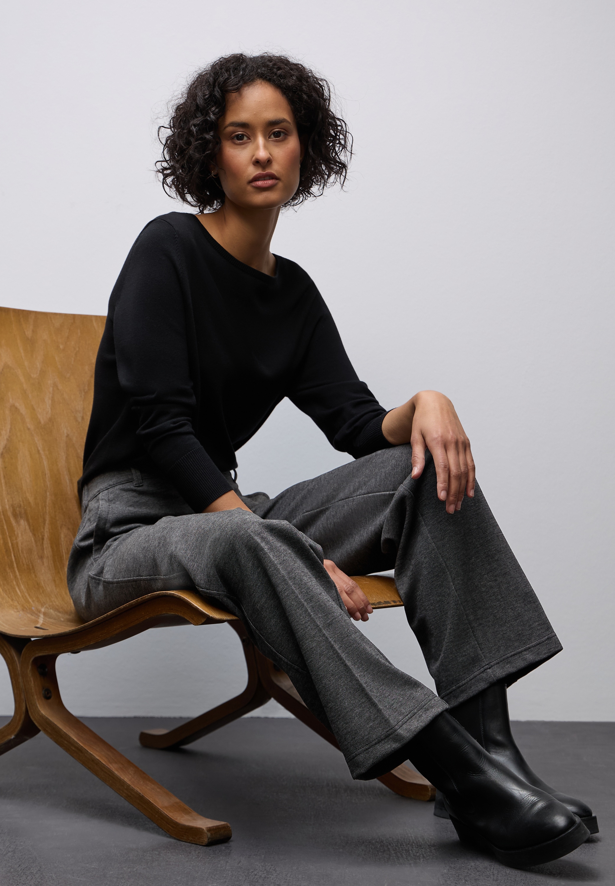 STREET ONE Pantalon en tissu  meliert, im Casual Fit und mit Stretch