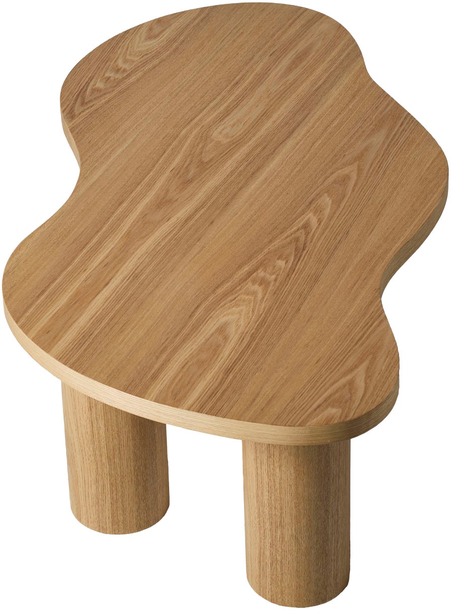 SalesFever Couchtisch »Vion 90x51 cm zeitloses Design mit Echtholzfurnier« Markante organische Form mit skulpturalem Charakter