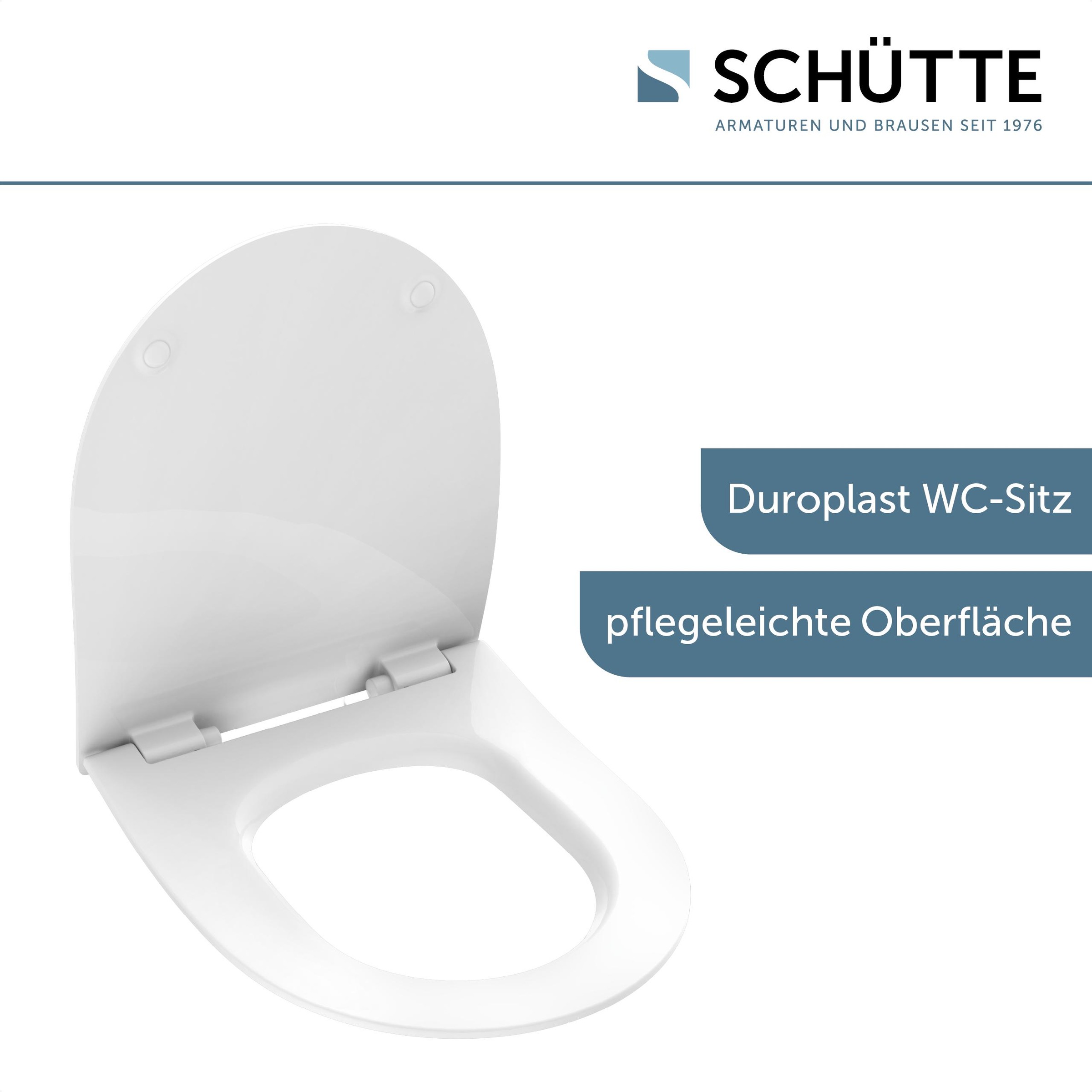 Schütte WC-Sitz »Duroplast, WHITE D-Form PRO 6« WC-Sitz, Befestigungsmaterial, Montageanleitung,  mit Absenkautomatik und Schnellverschluss