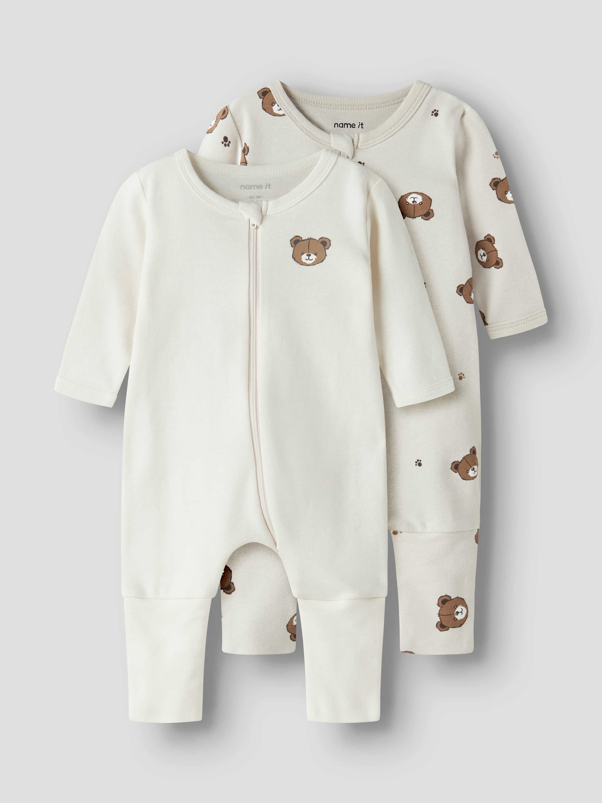 Name It Combinaison de sommeil »NBNNIGHTSUIT 2P ZIP FF PUMICE BEAR NOOS« Packung, 2 pièces