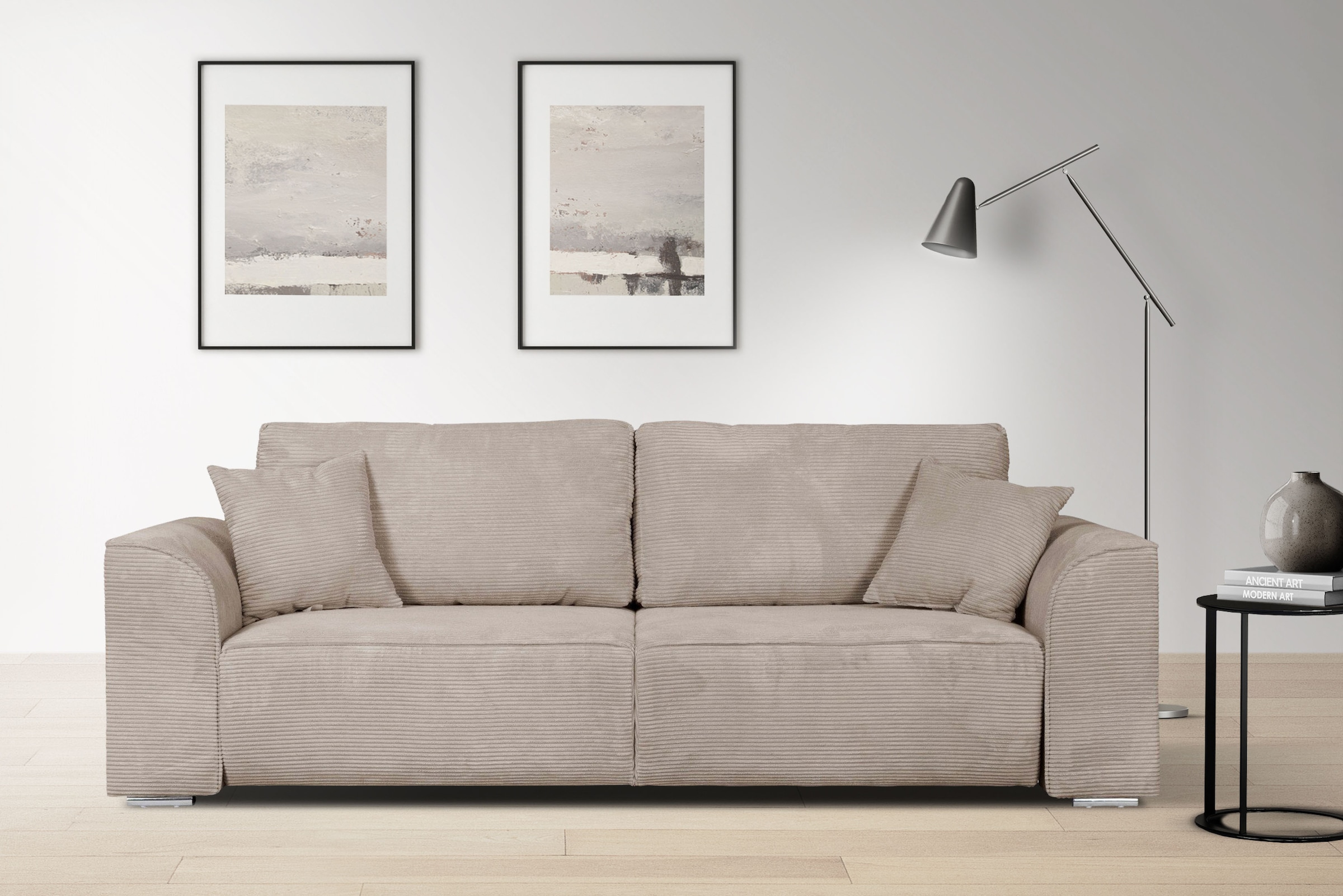 GOODproduct 3-places »BEATRICE, B: 250 cm - wahlweise mit Bettfunktion« u. Bettkasten, incl. 2 Zierkissen