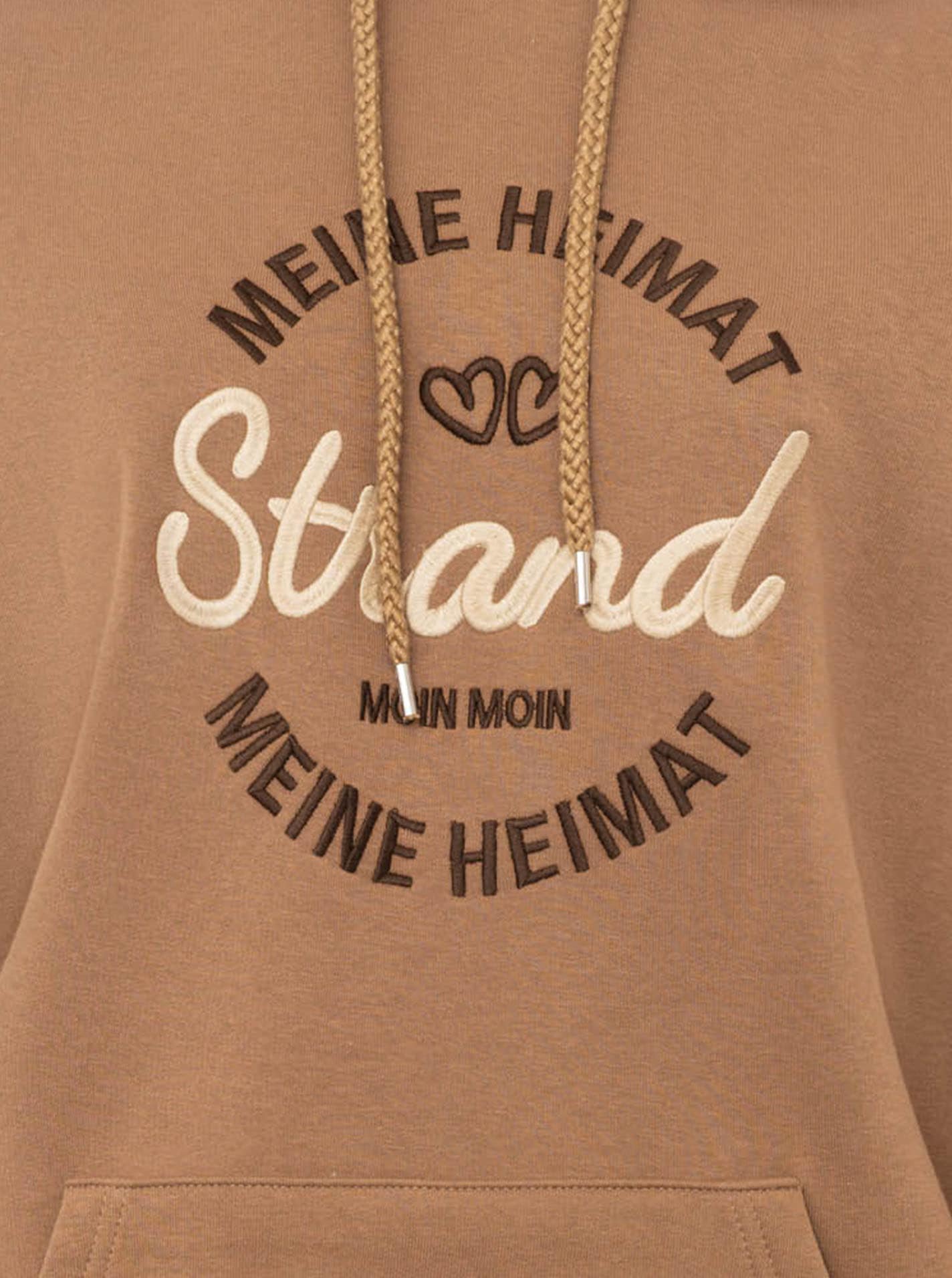 Zwillingsherz Hoodie »"Meine Heimat"«, mit aufgesticktem "Strand"-Schriftzug vorne und hinten
