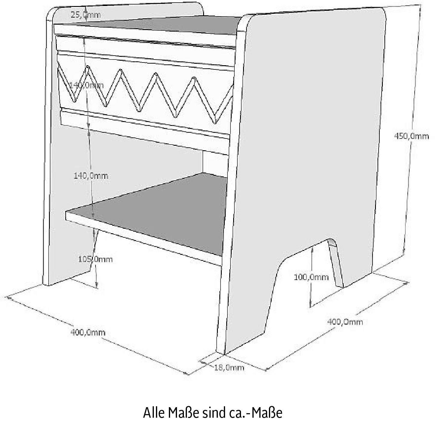 Vipack Nachtschrank Made in Europe,  Nachtkonsole mit Schublade und offenem Fach, rechts/links stellbar