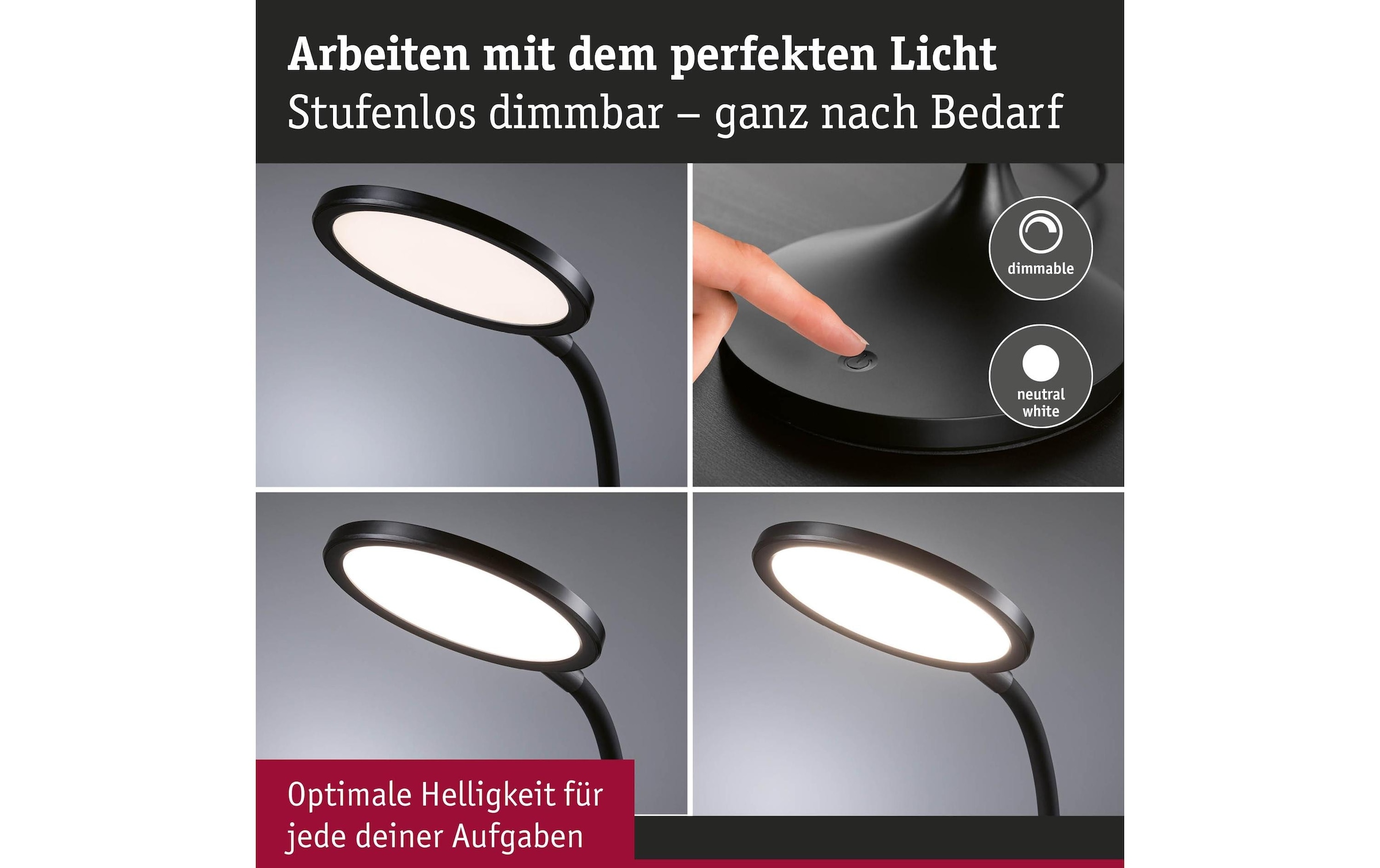 Paulmann LED Schreibtischlampe »Paulmann Schreibtischleuchte Schwarz, matt« LED-Modul warmweiss