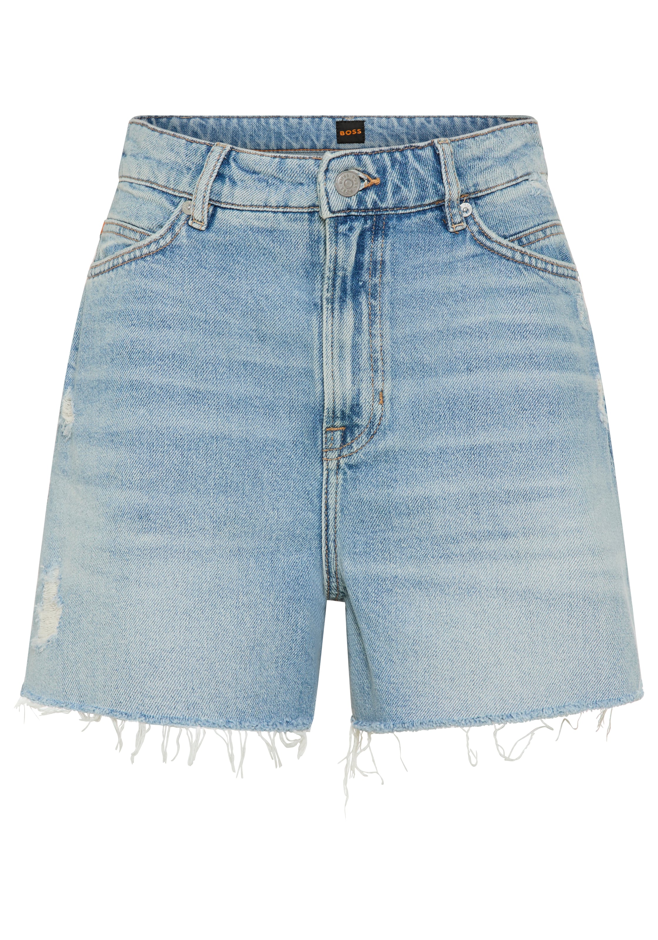 BOSS ORANGE Short en jean »SHORTS Premium Damenmode« avec look usé discret, taille haute