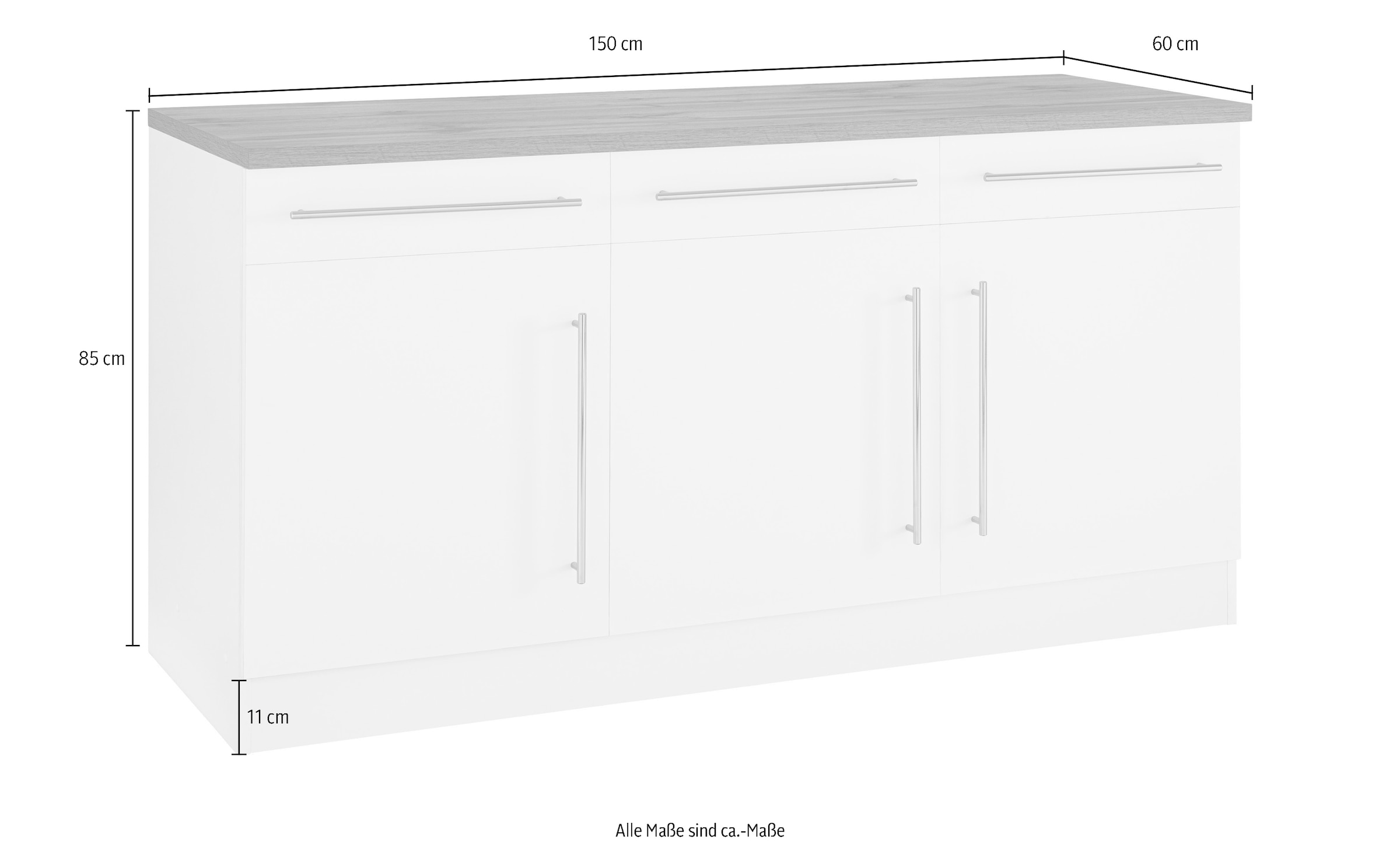 KOCHSTATION Unterschrank »KS-Samos« Breite 150 cm