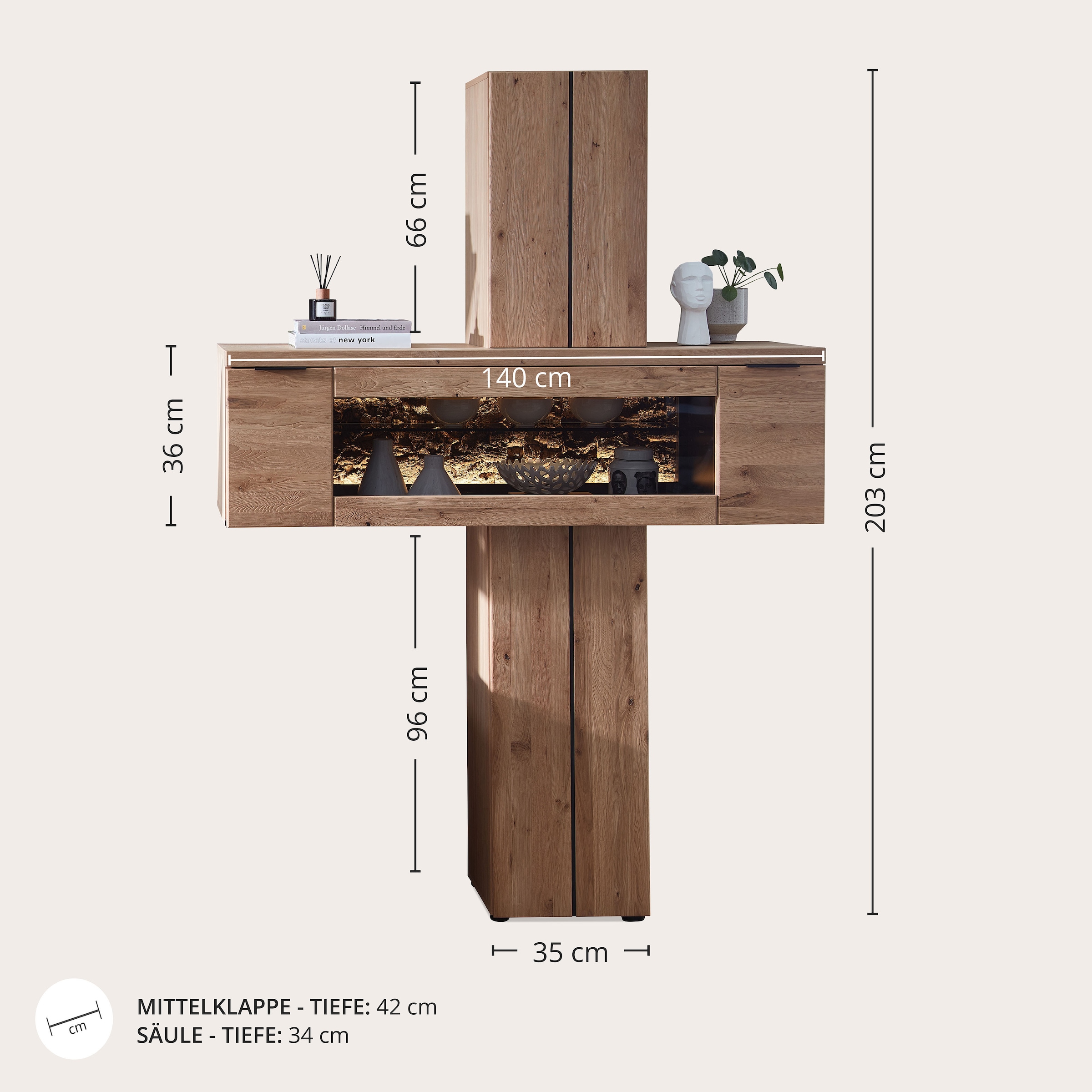 Wohnconcept Meuble mural »Donna Wohnwand, 303x203x50 (BxHxT) Echtkork Absetzung« 3 cuis tlg.