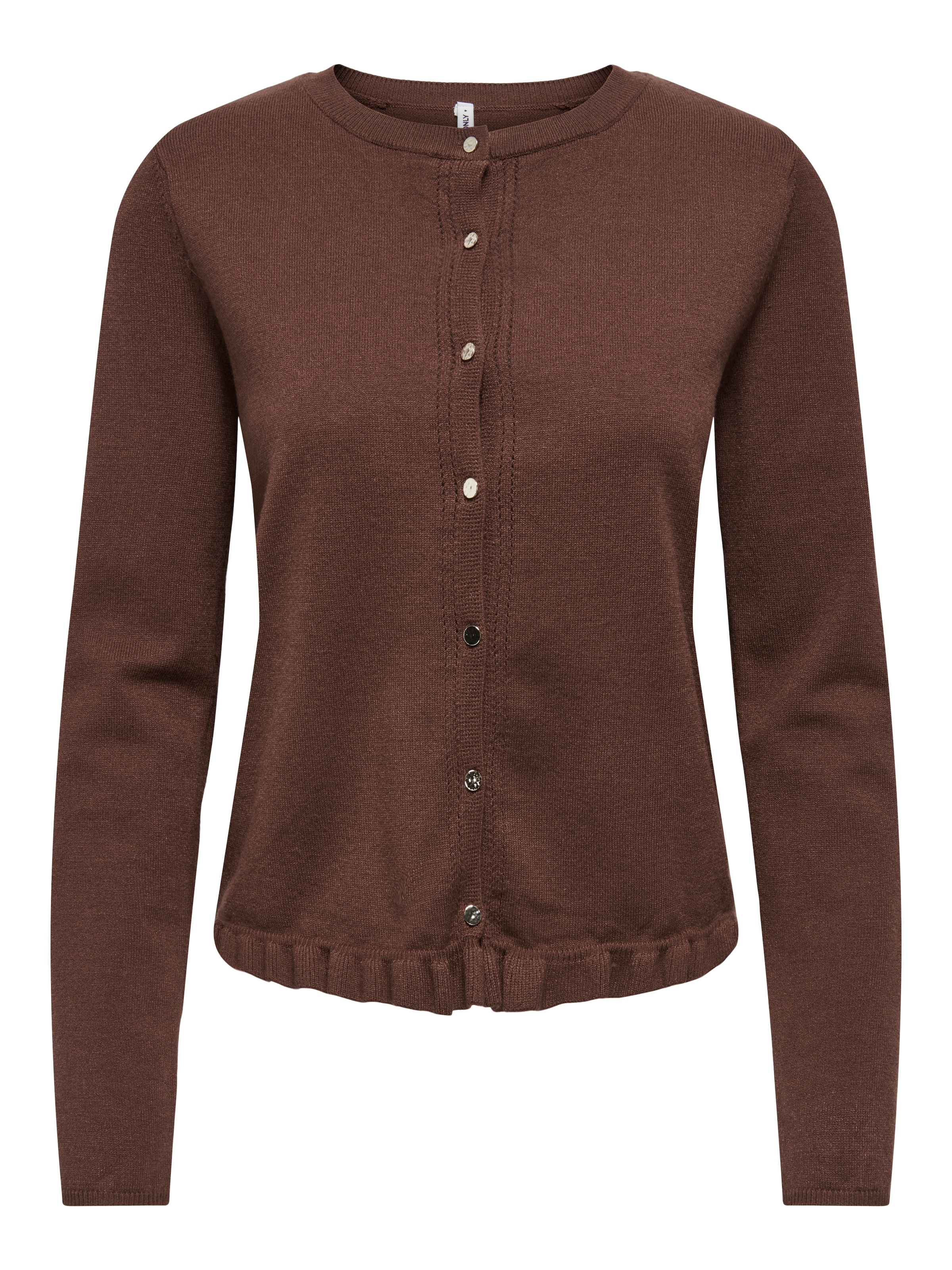 ONLY Strickjacke »ONLCINDEREL LS O-NECK FRILL CARDI CC KNT« Materialmix, regular fit