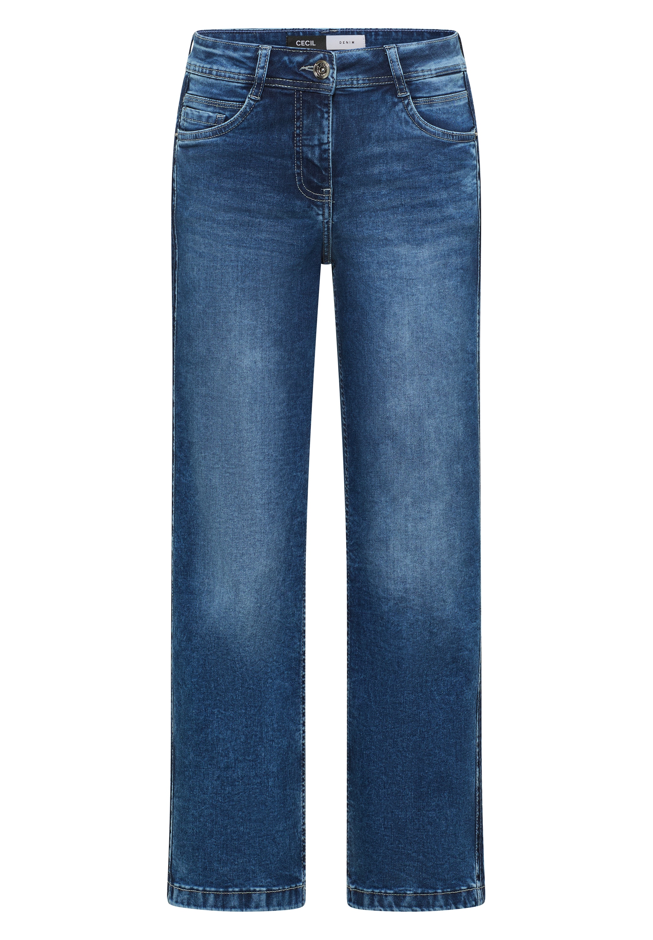 Cecil Jeans large »Style NEELE Mid Blue« mit tonalen Gallonstreifen und Stretch