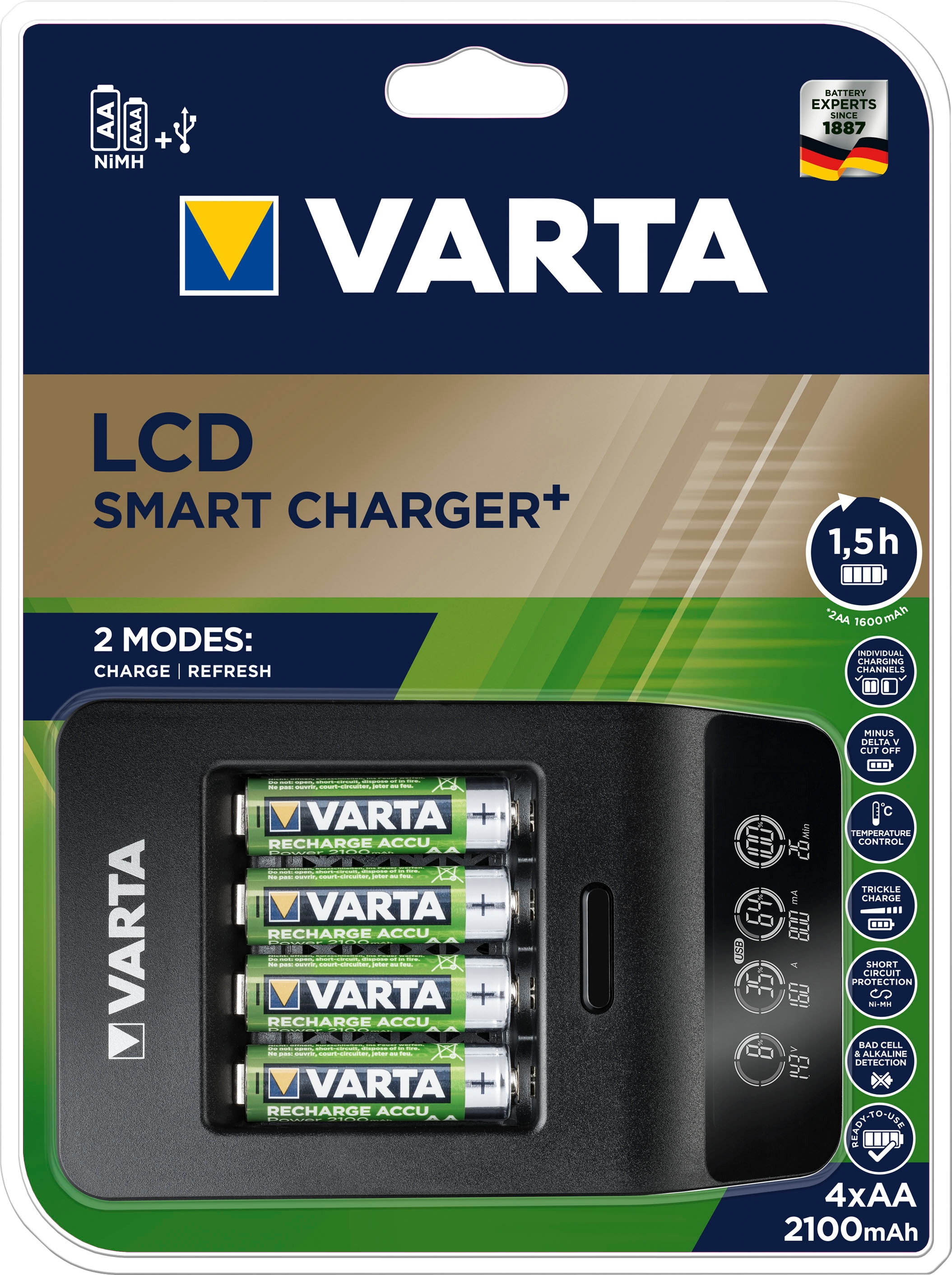 VARTA Powerstation »VARTA LCD Smart Charger+ für 4 AA/AAA-Akkus und USB-Geräte« Micro