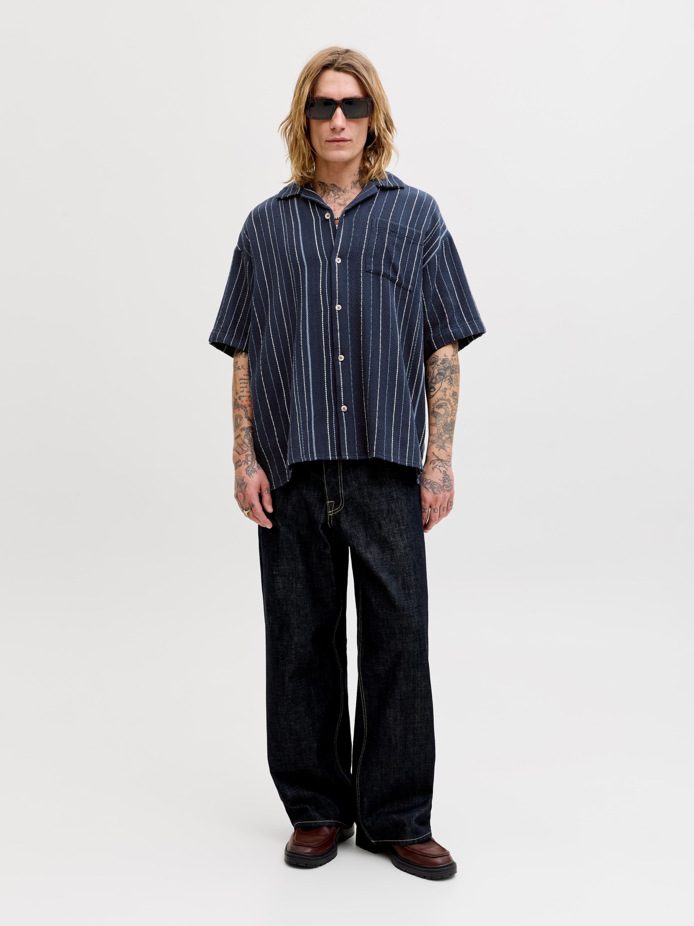 Jack & Jones Kurzarmhemd »JJEBRADLEY STRIPED RESORT SHIRT SS LN« Baumwolle, loose fit