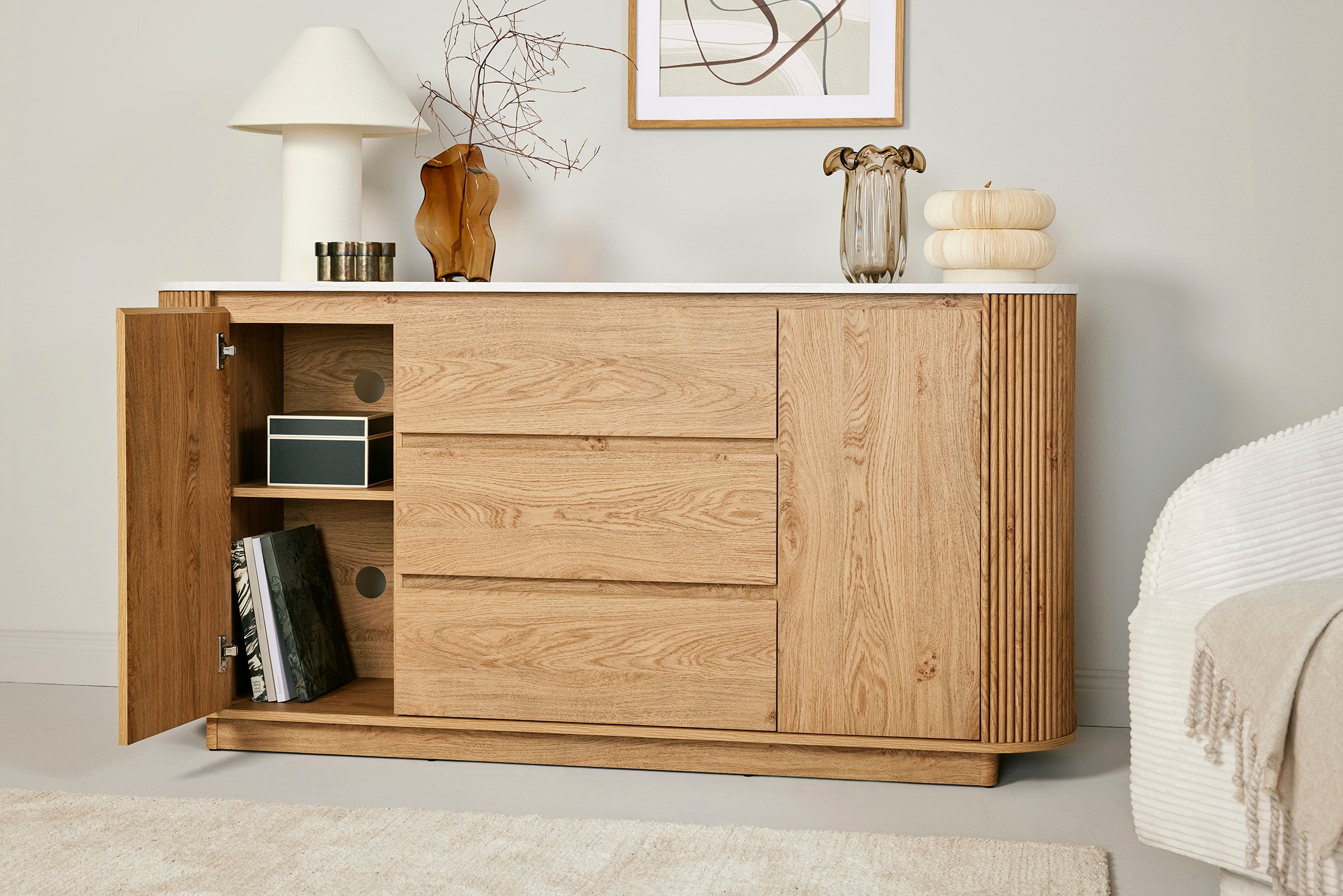 Jahnke Sideboard »GROOVE SB 160« 1 Stk. tlg. Sideboard, abgerundet, Marmor-Look, Breite ca. 159,5 cm