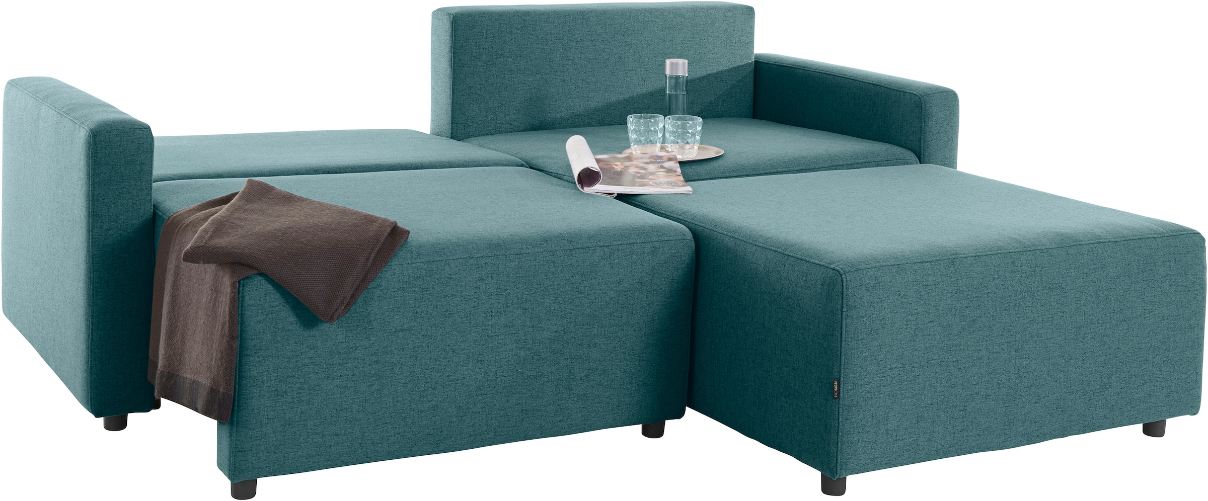 Home affaire Ecksofa »Marva 3tlg. L-Form« beide Armlehnelemente ausziehbar für Bettfunktion, mit Bettkasten