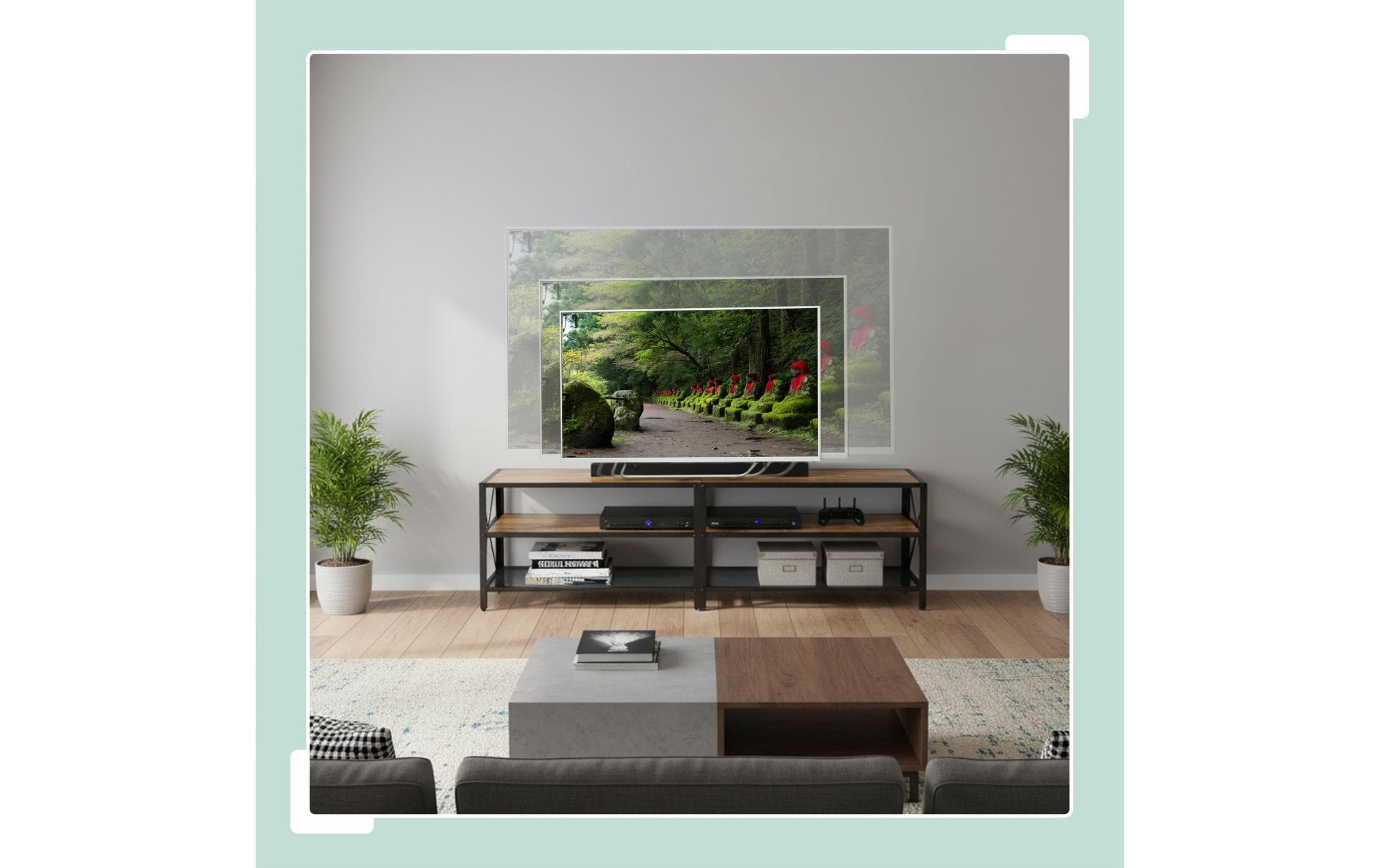 relaxdays Table basse »für 75 Zoll TV 52 x 180 cm«