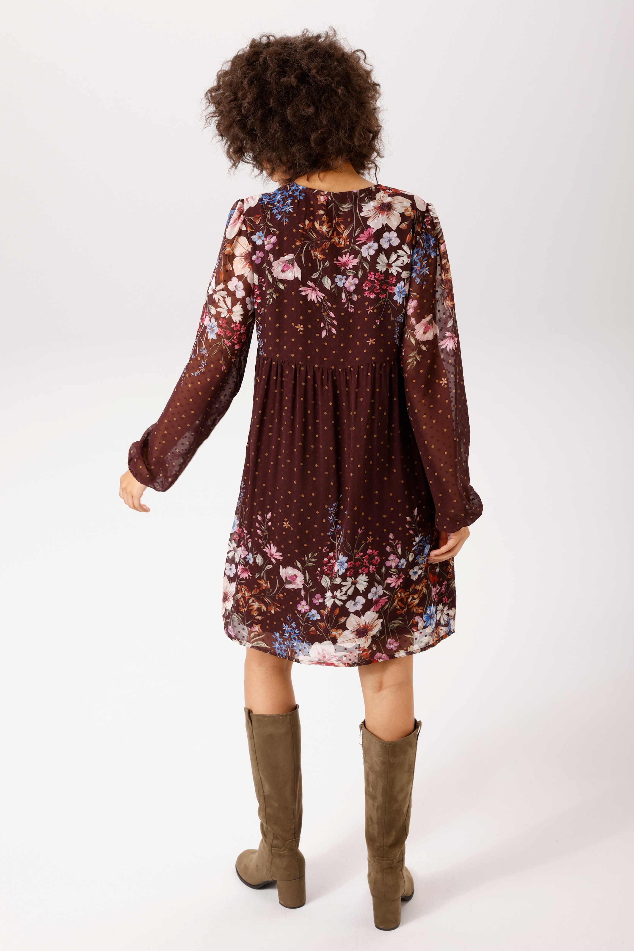 Aniston CASUAL Tunikakleid mit farbenfrohen Blumendruck und Punkten - NEUE KOLLEKTION