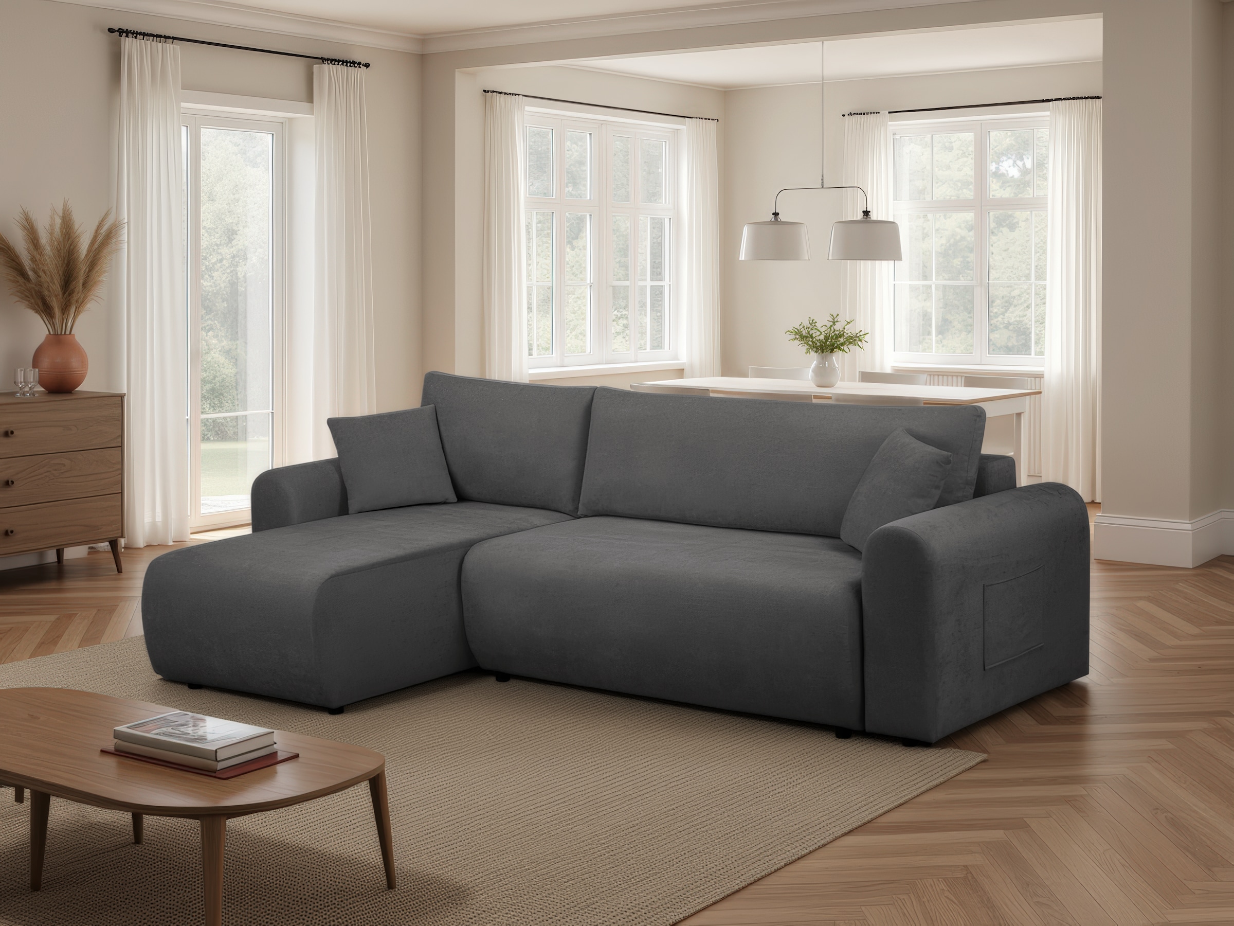 GOODproduct Ecksofa »JONAA L-Form, 241cm - OTTO. Verlässliche Qualität.« 133/200cm, Recamiere links/rechts, Bettkasten, Cord u. Struktur