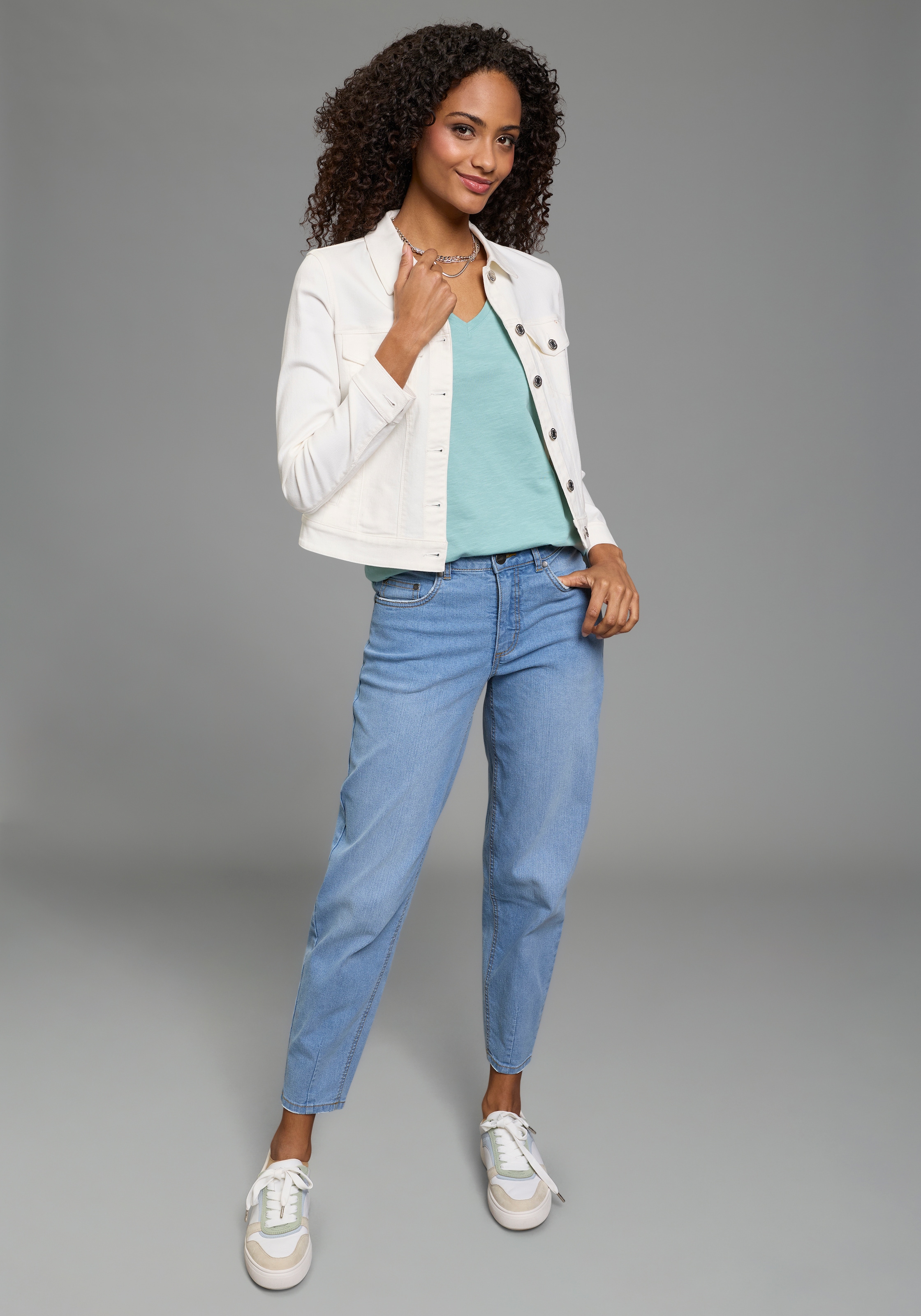 Flashlights Tanktop mit V-Ausschnitt vorne und hinten, hüftlange Schnittform, ärmellos