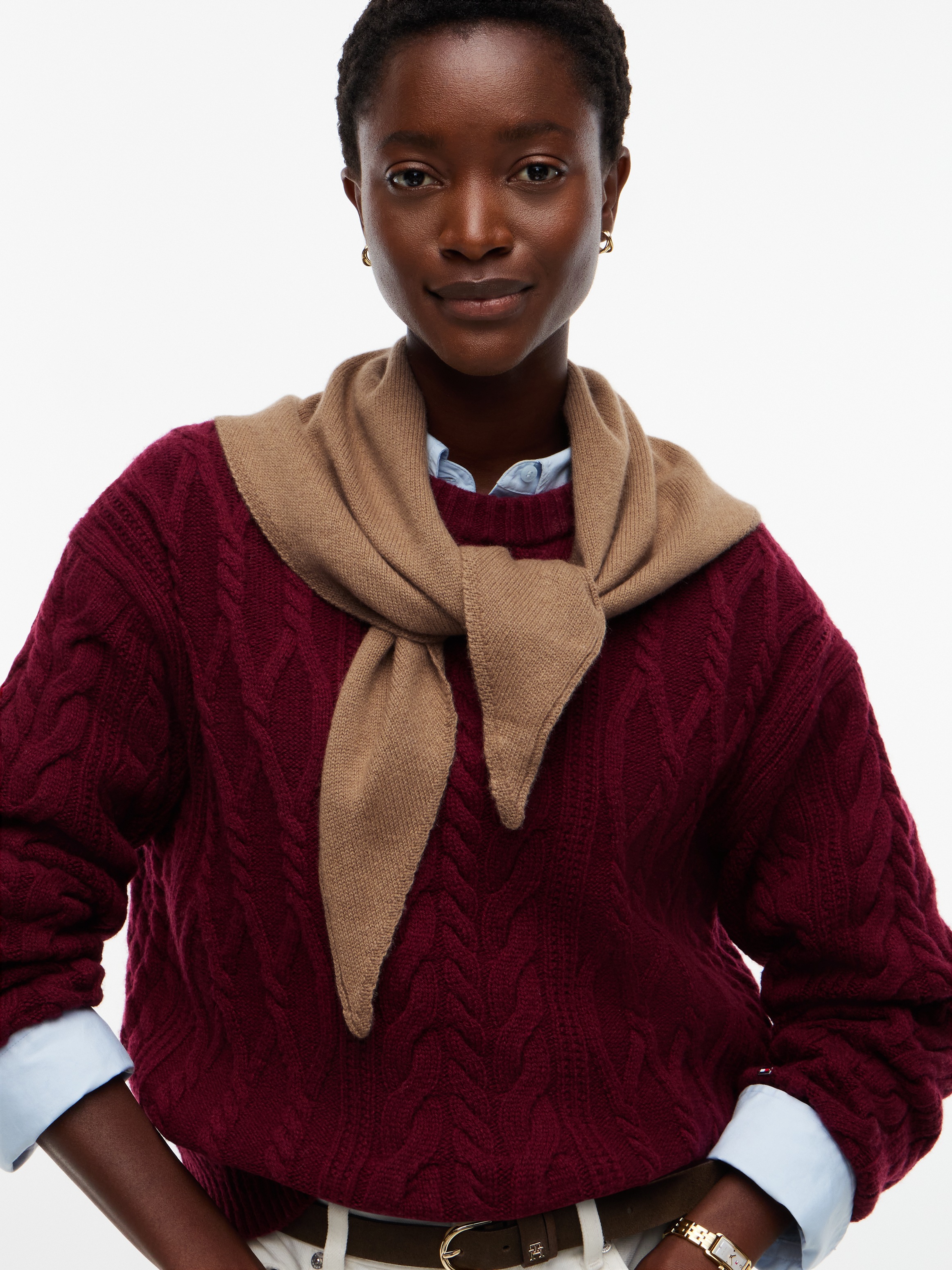 Tommy Hilfiger Wollschal »TH SCRIPT TRIANGLE SCARF« dreieckig, mit Kaschmiranteil, mit Logostickerei