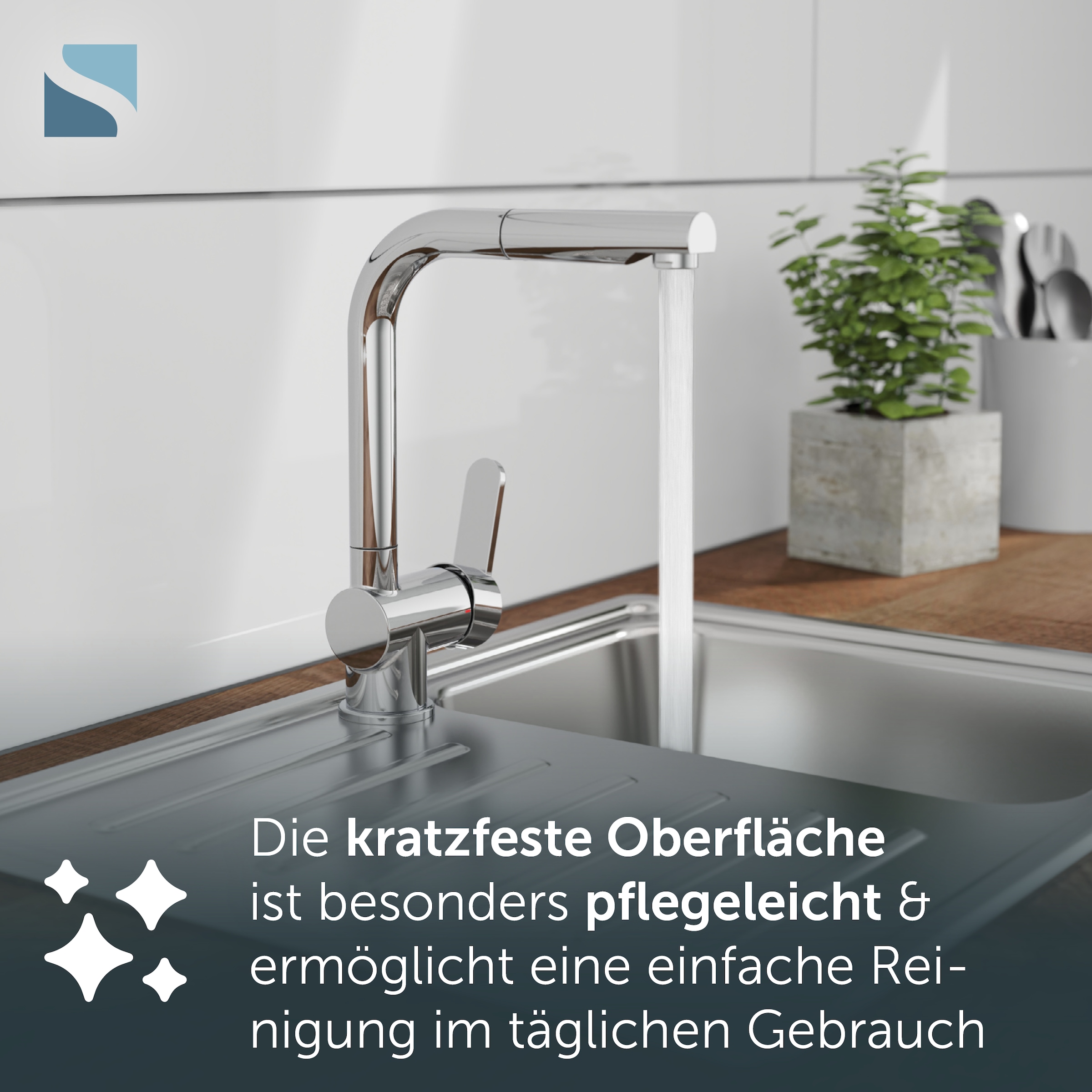 Schütte Robinet d'évier »LONDON« Hochdruckarmatur mit Cold-Start-Funkt., 360° schwenkbar, herausziehbar