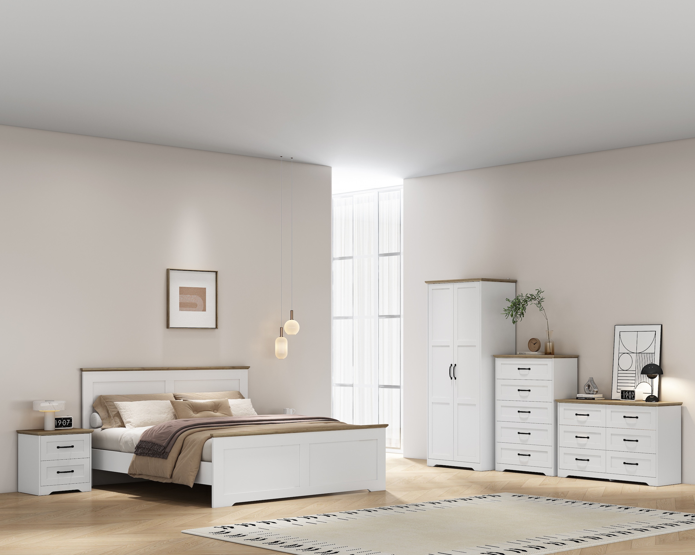 GOODproduct Armoires à vêtements »Emmilia Schrank Schlafzimmerschrank im Landhaus Design« Landhaus Schrank mit  2 Türen in Breite 82,7cm, Höhe 2m