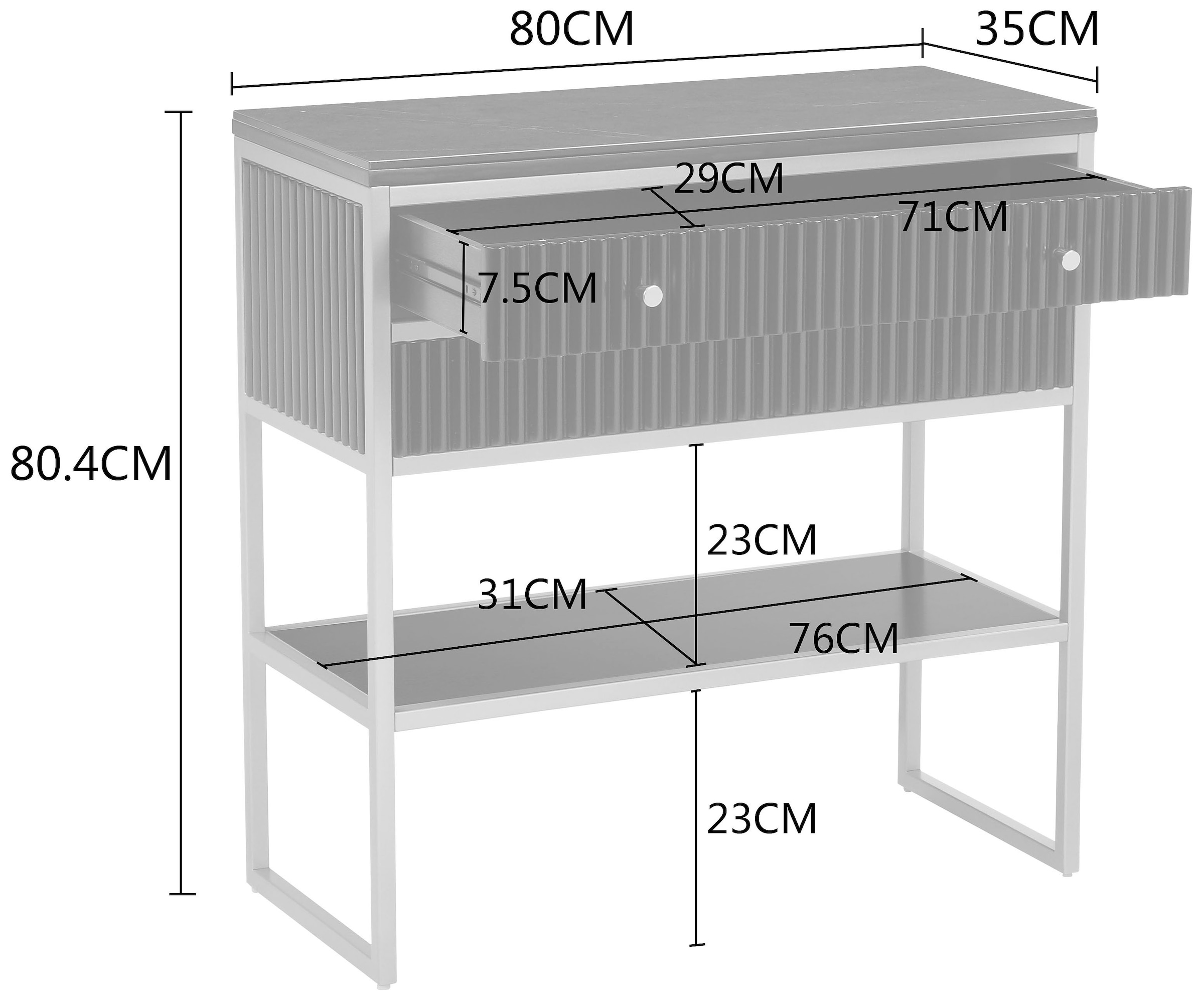 Leonique Sideboard »Fleuriss« Keramikplatte, goldenes Gestell, FSC-zertifiziertem Holz, Breite 80 cm