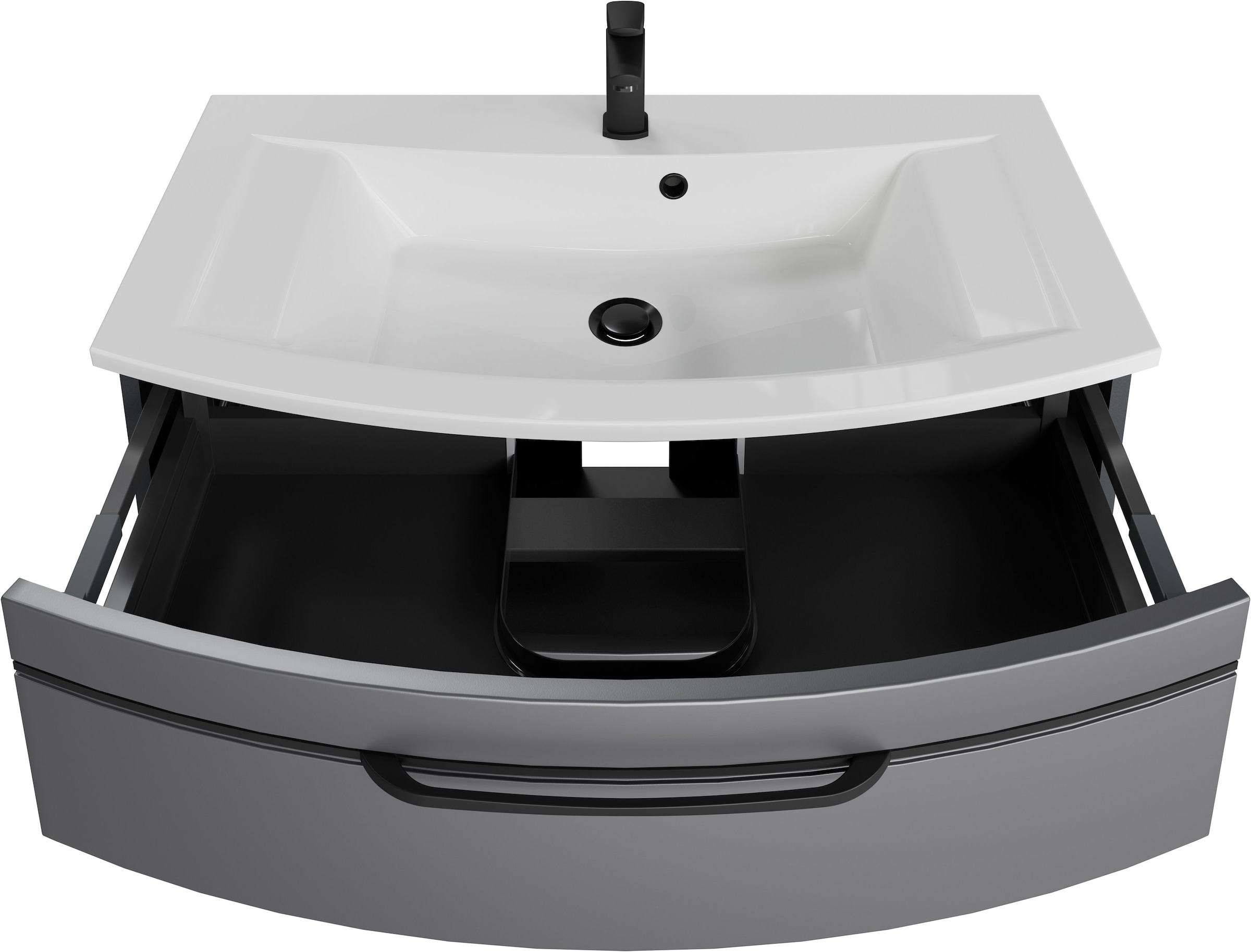 Saphir Table de lavage »Serie 7045 Mineralmarmor-Waschtisch und Unterschrank, 91 cm breit« meuble lavabo avec 2 tiroirs, ensemble mobilier de salle de bain avec lavabo