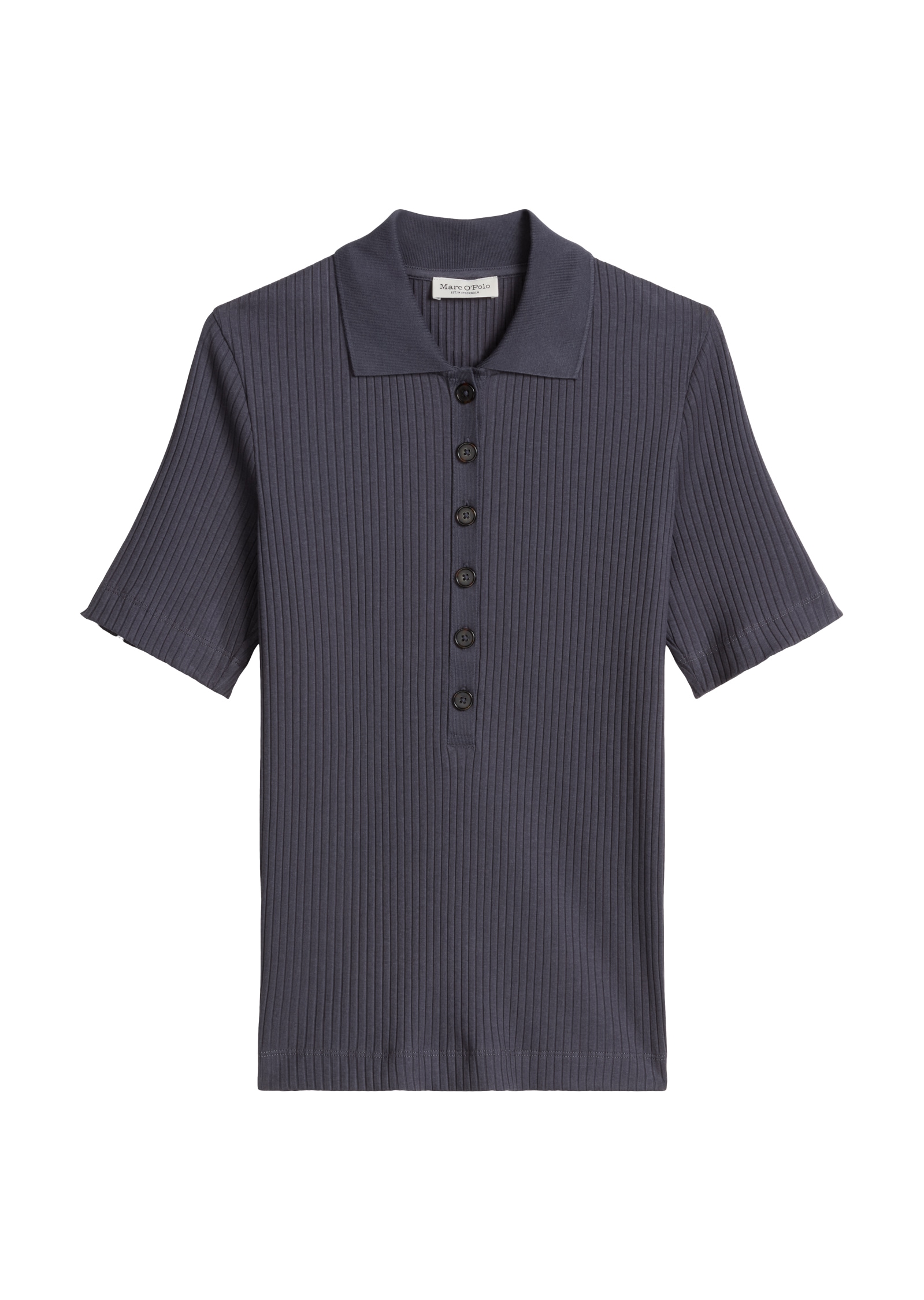 Marc O'Polo Polo Rippstruktur, Slim Fit, lange Knopfleiste