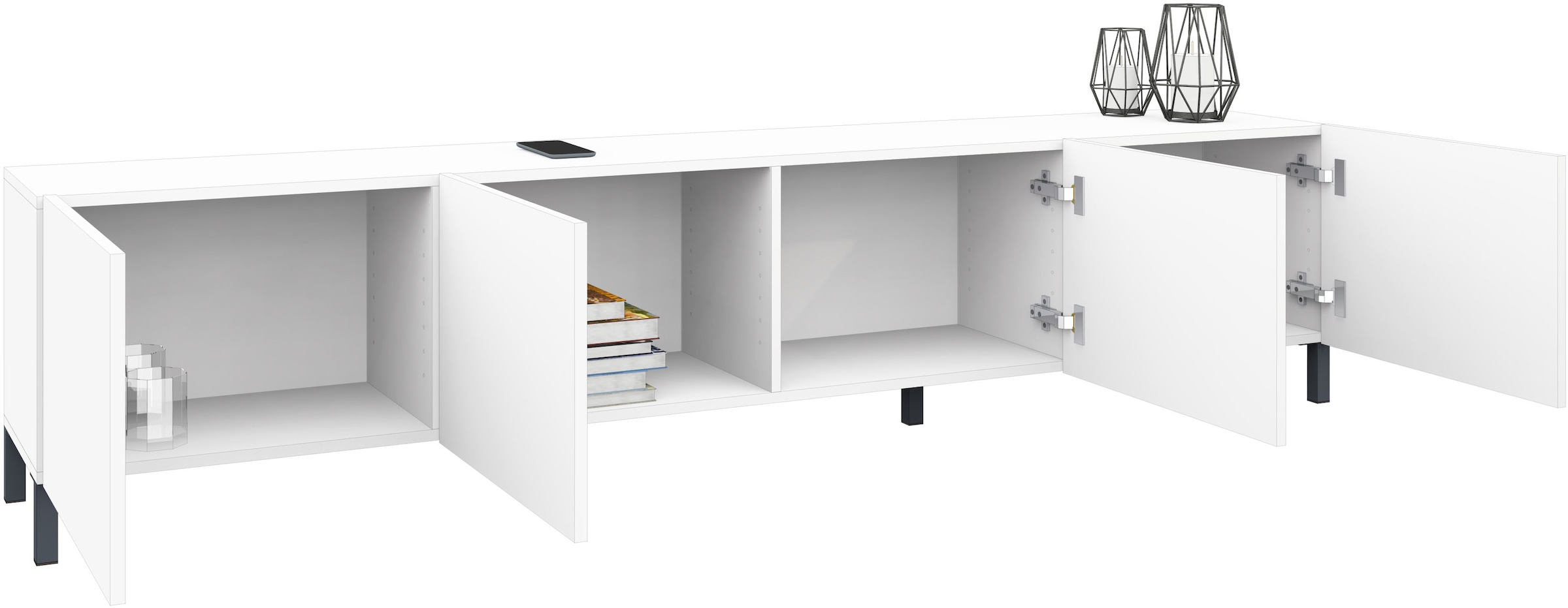 borchardt Möbel Lowboard Metallfüsse, grifflose Optik