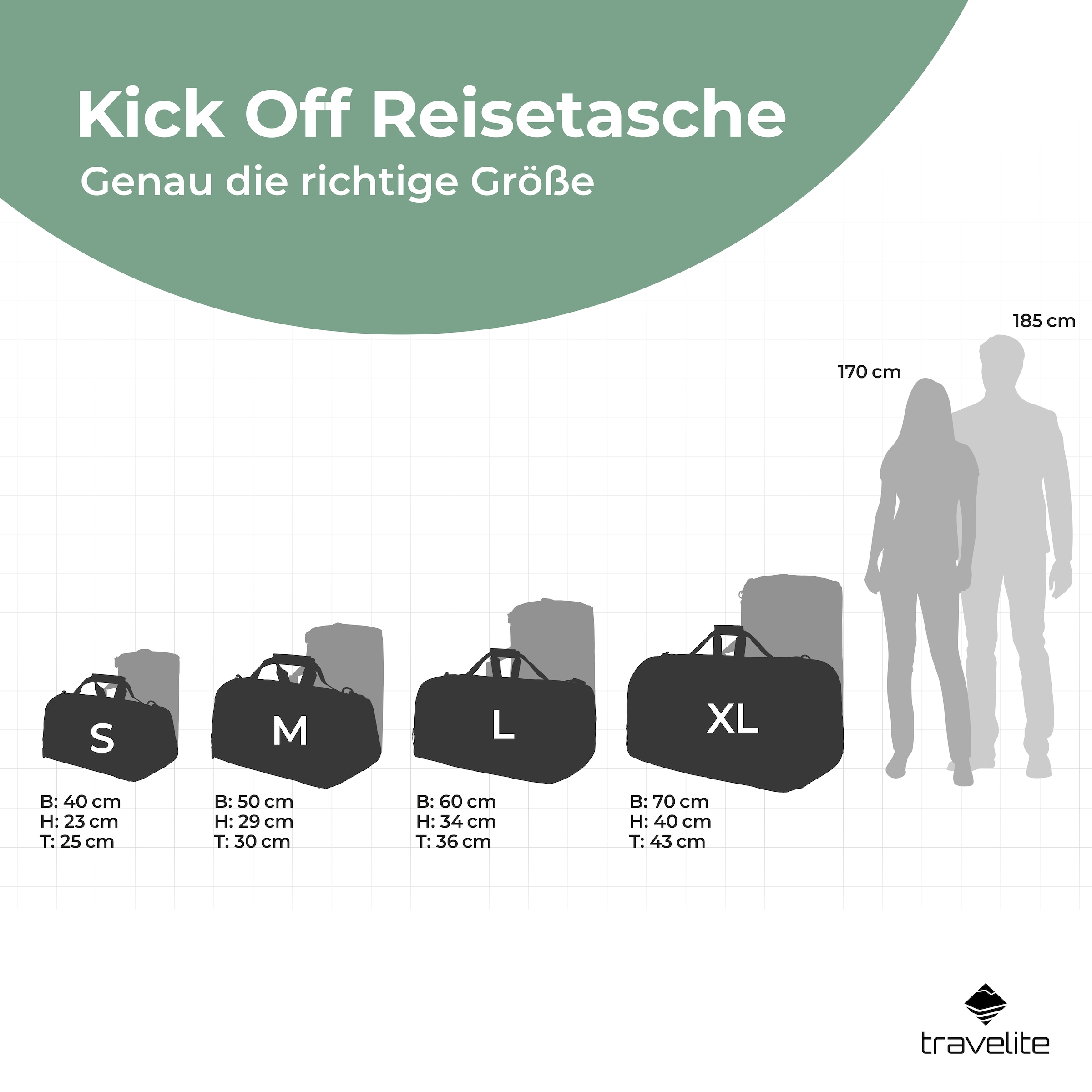 travelite Reisetasche »KICK OFF, verschiedene Grössen und Farben« Reisegepäck Sporttasche Freizeittasche mit Aufsteckfunktion